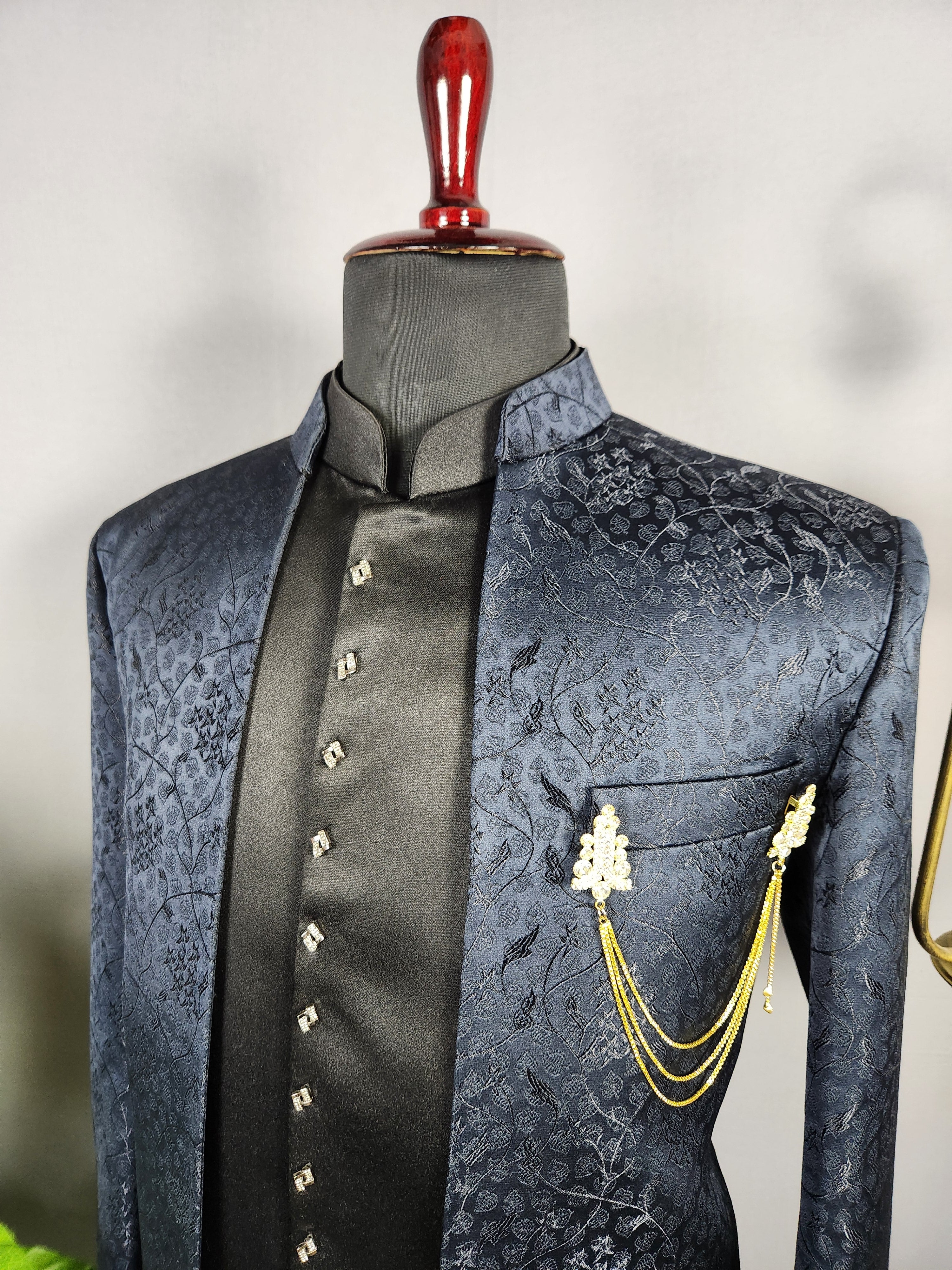 Black Indo-Western Sherwani for Men | Indian Groom Wedding Outfit