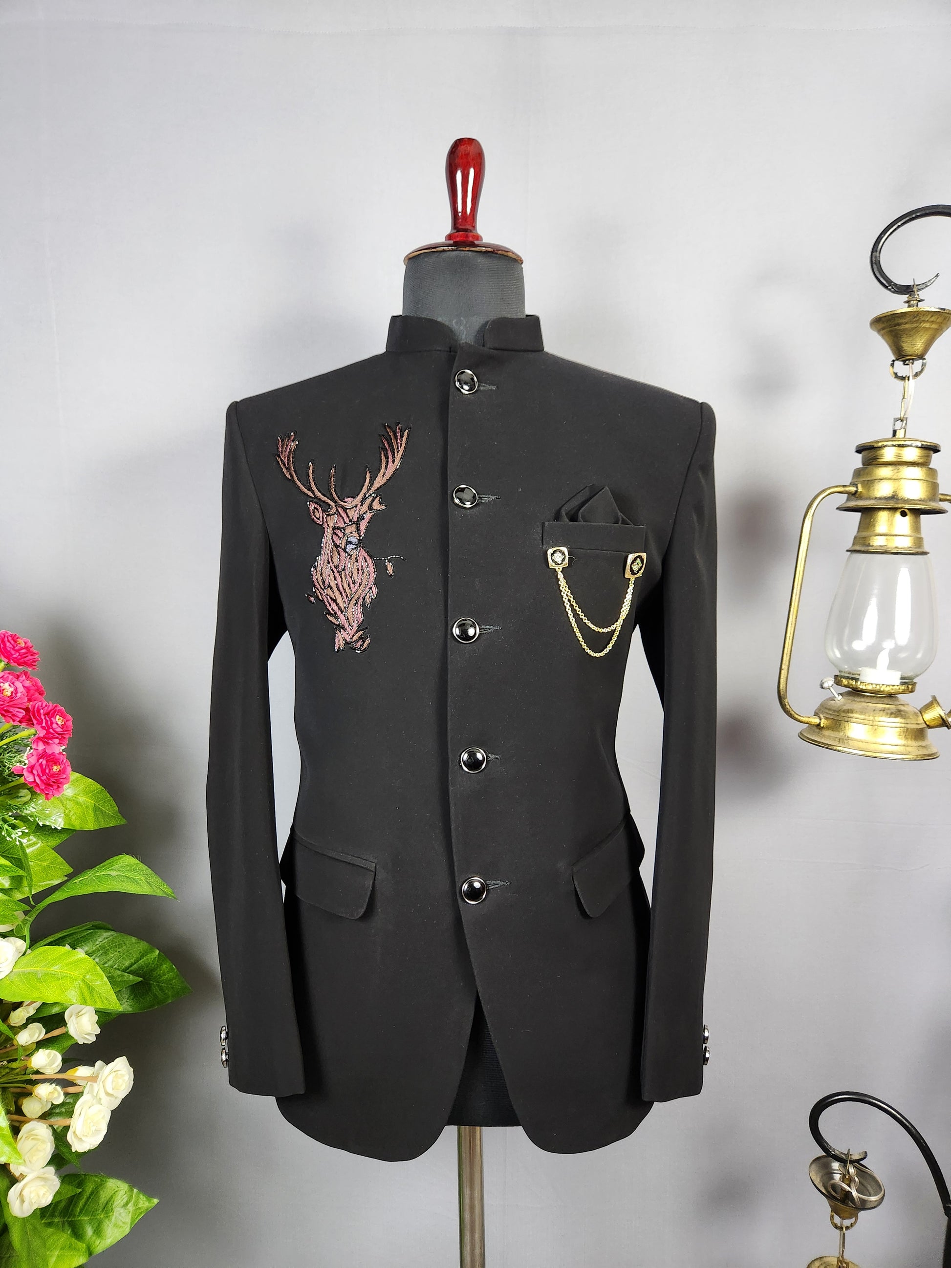 Black Jodhpuri Suit for Men  -   Indian Wedding Outfit for Men