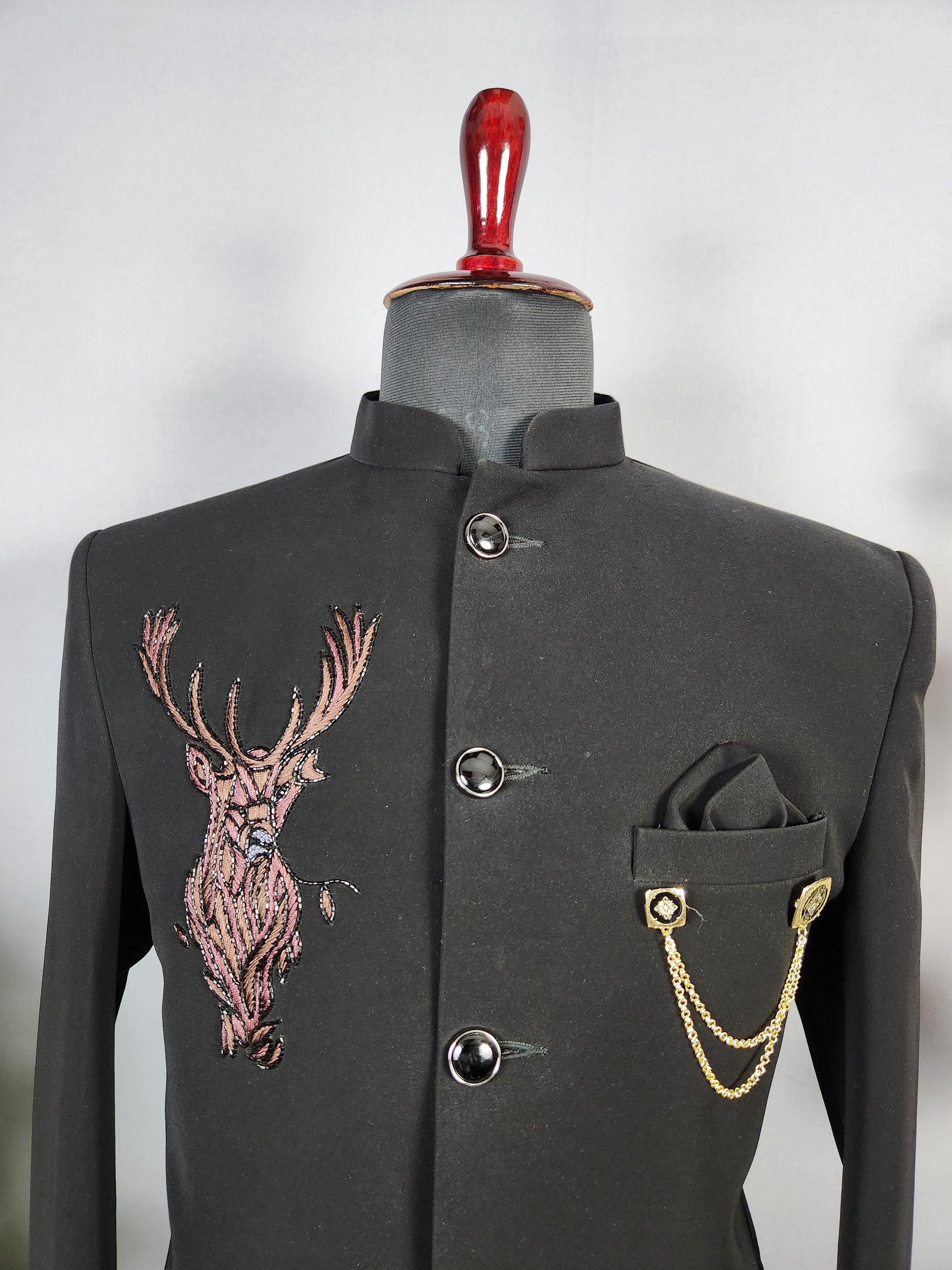 Black Jodhpuri Suit for Men  -   Indian Wedding Outfit for Men