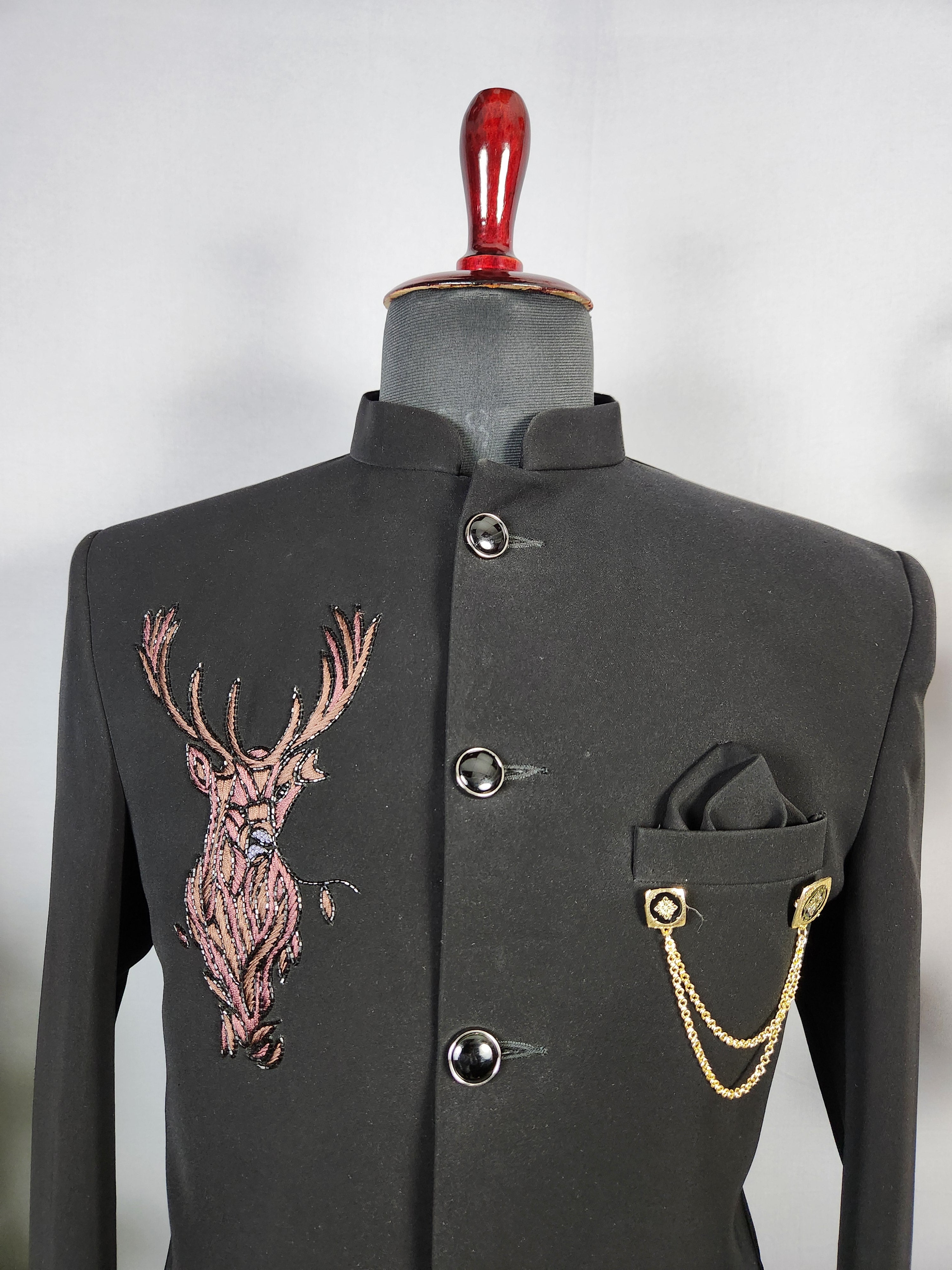 Black Jodhpuri Suit for Men  -   Indian Wedding Outfit for Men