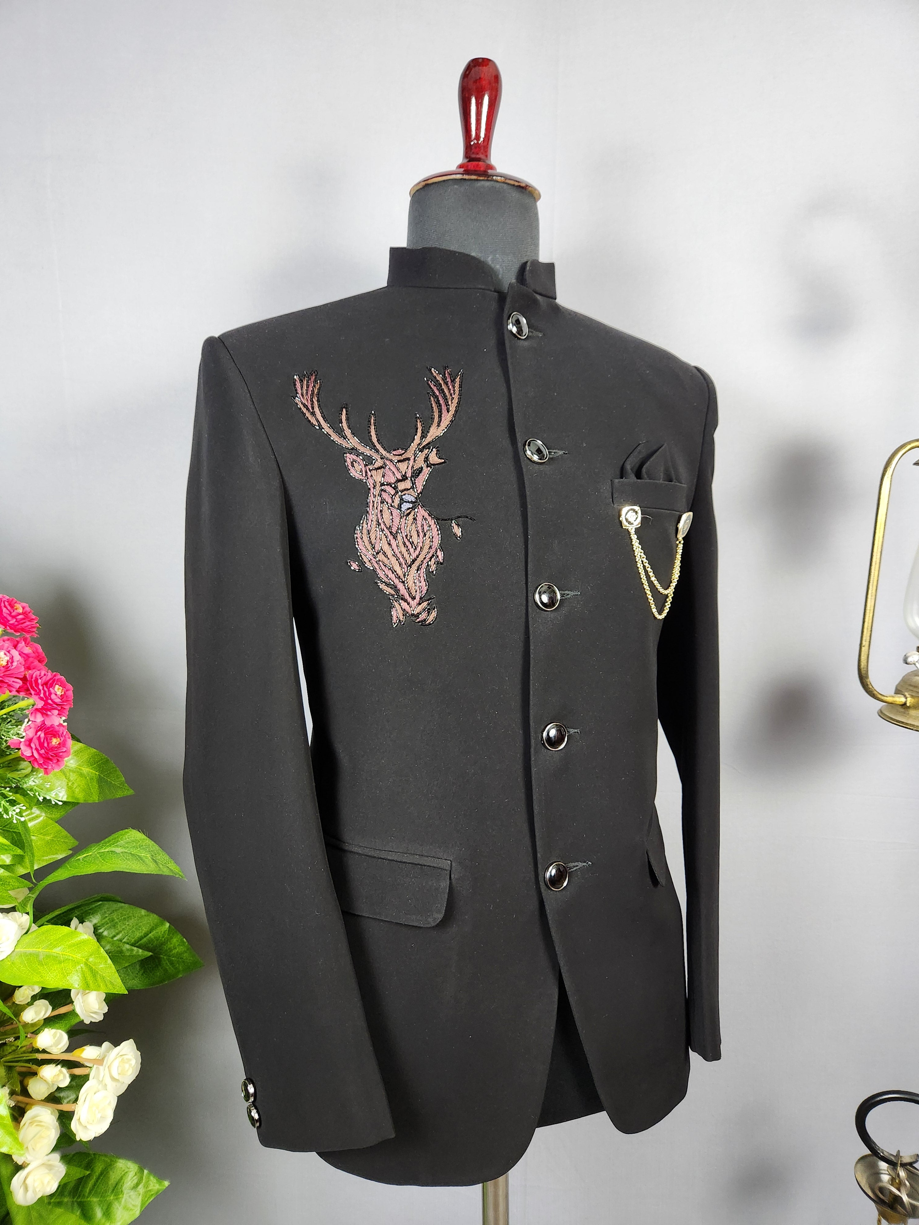 Black Jodhpuri Suit for Men  -   Indian Wedding Outfit for Men