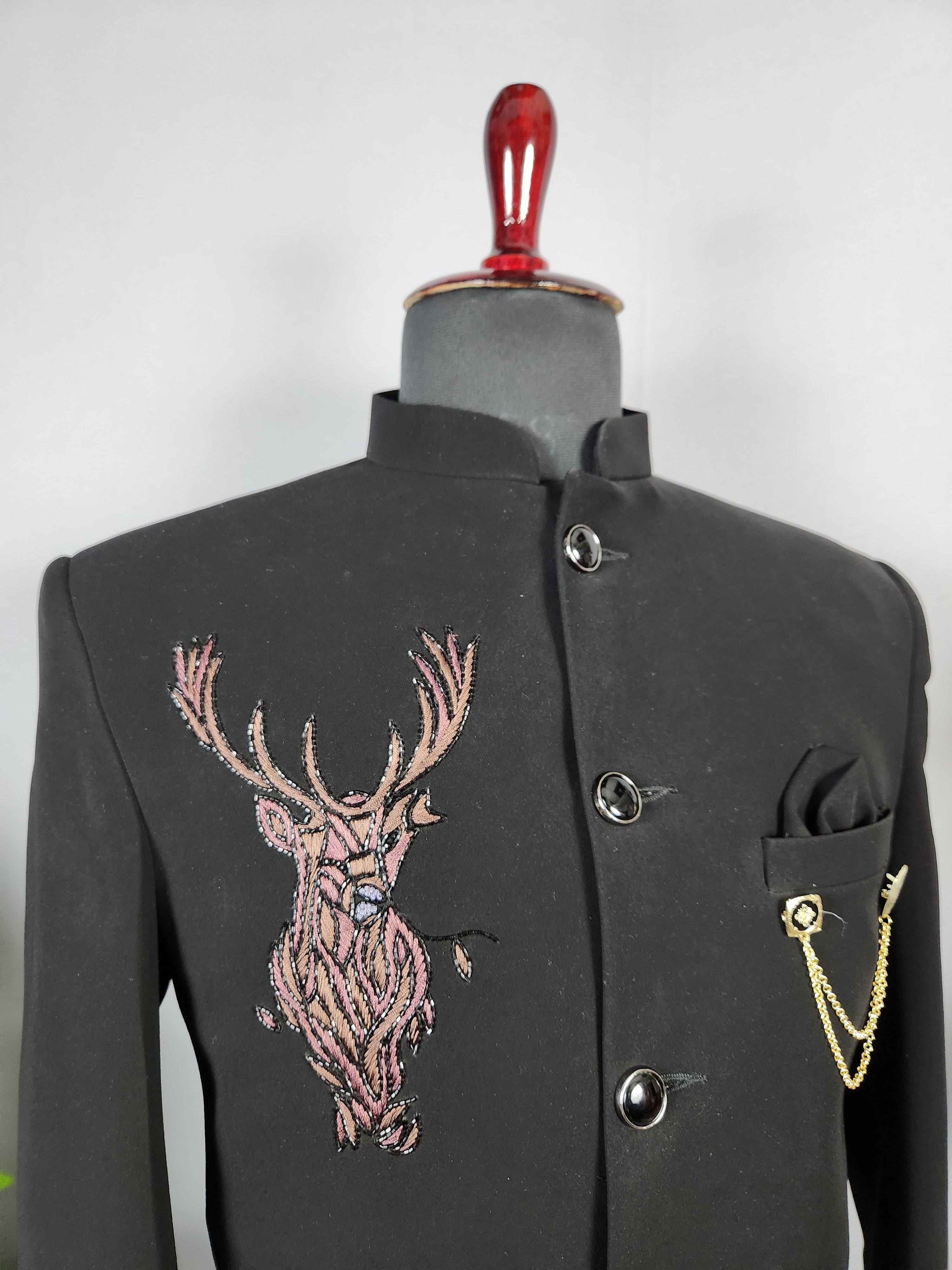 Black Jodhpuri Suit for Men  -   Indian Wedding Outfit for Men