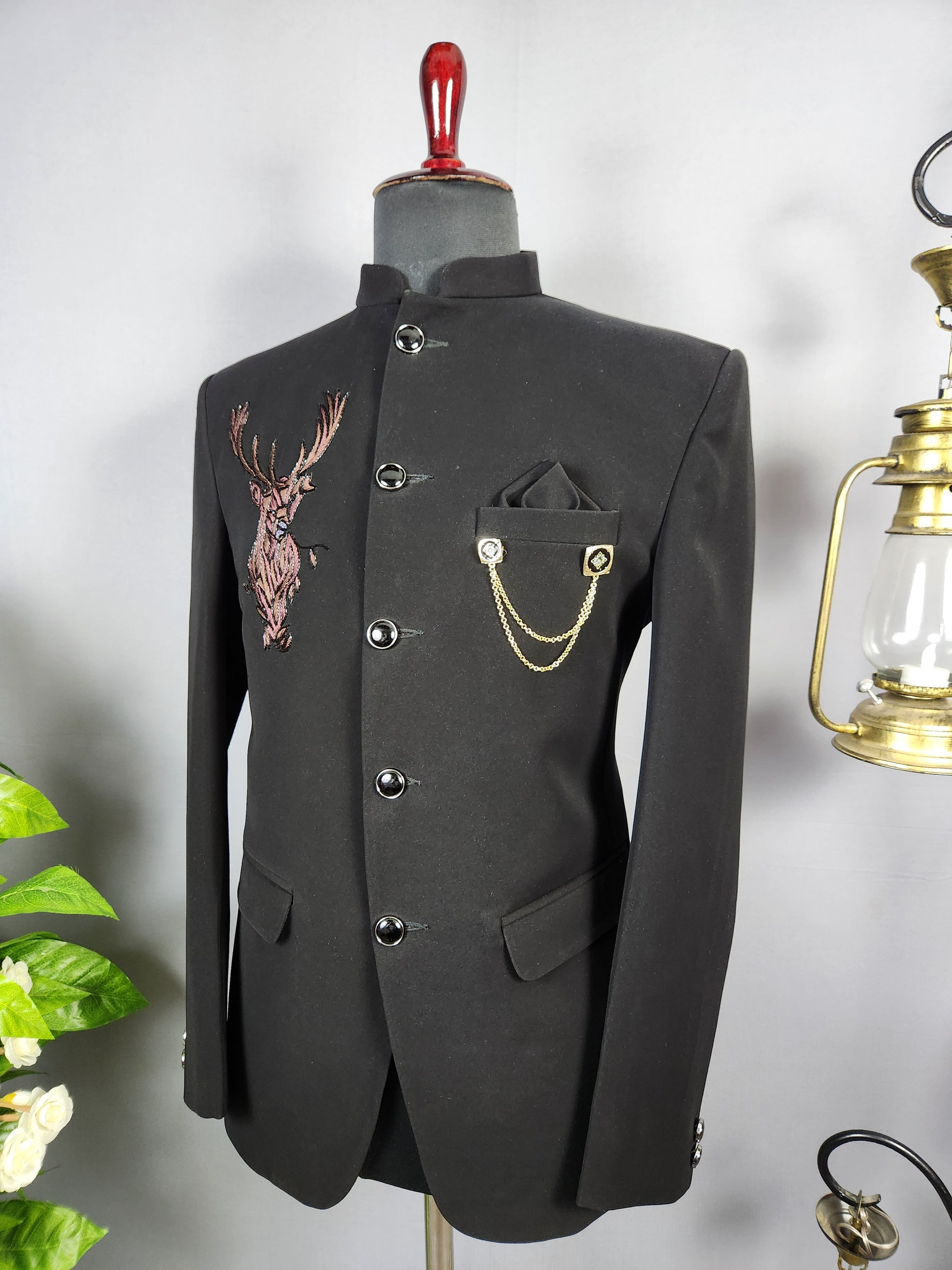 Black Jodhpuri Suit for Men  -   Indian Wedding Outfit for Men