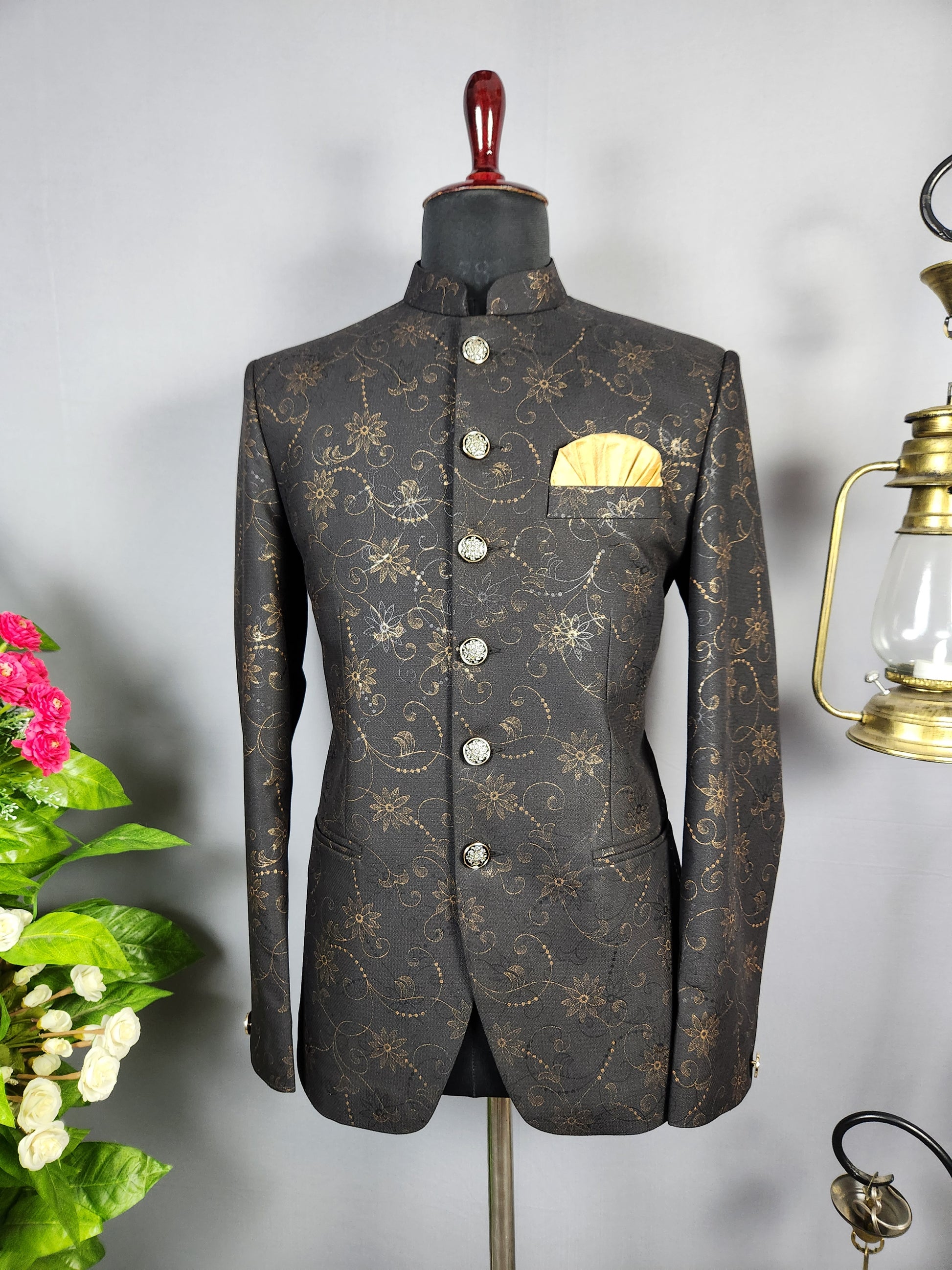 Black Jodhpuri Suit for Men  -   Indian Wedding Outfit for Men