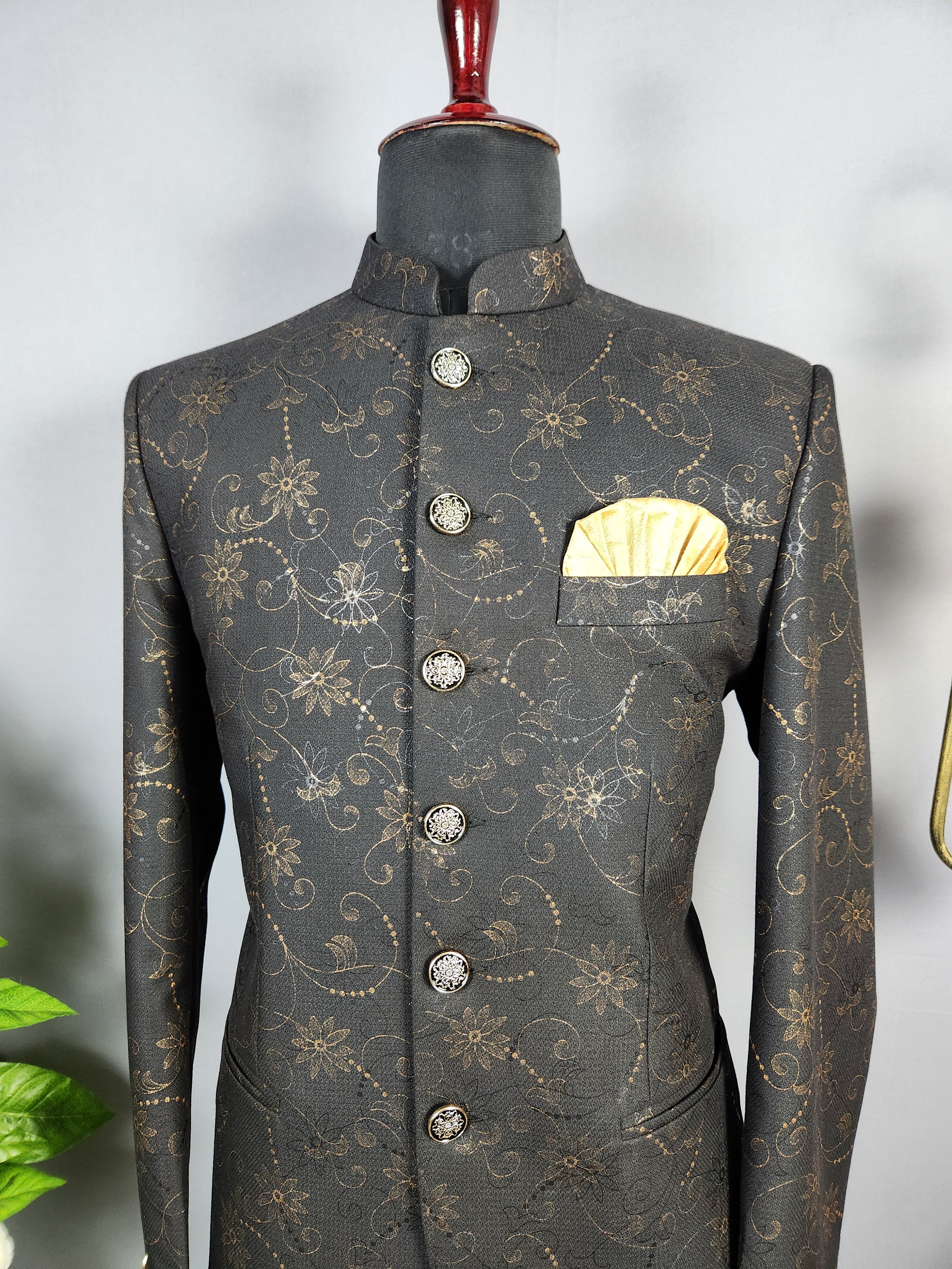 Black Jodhpuri Suit for Men  -   Indian Wedding Outfit for Men