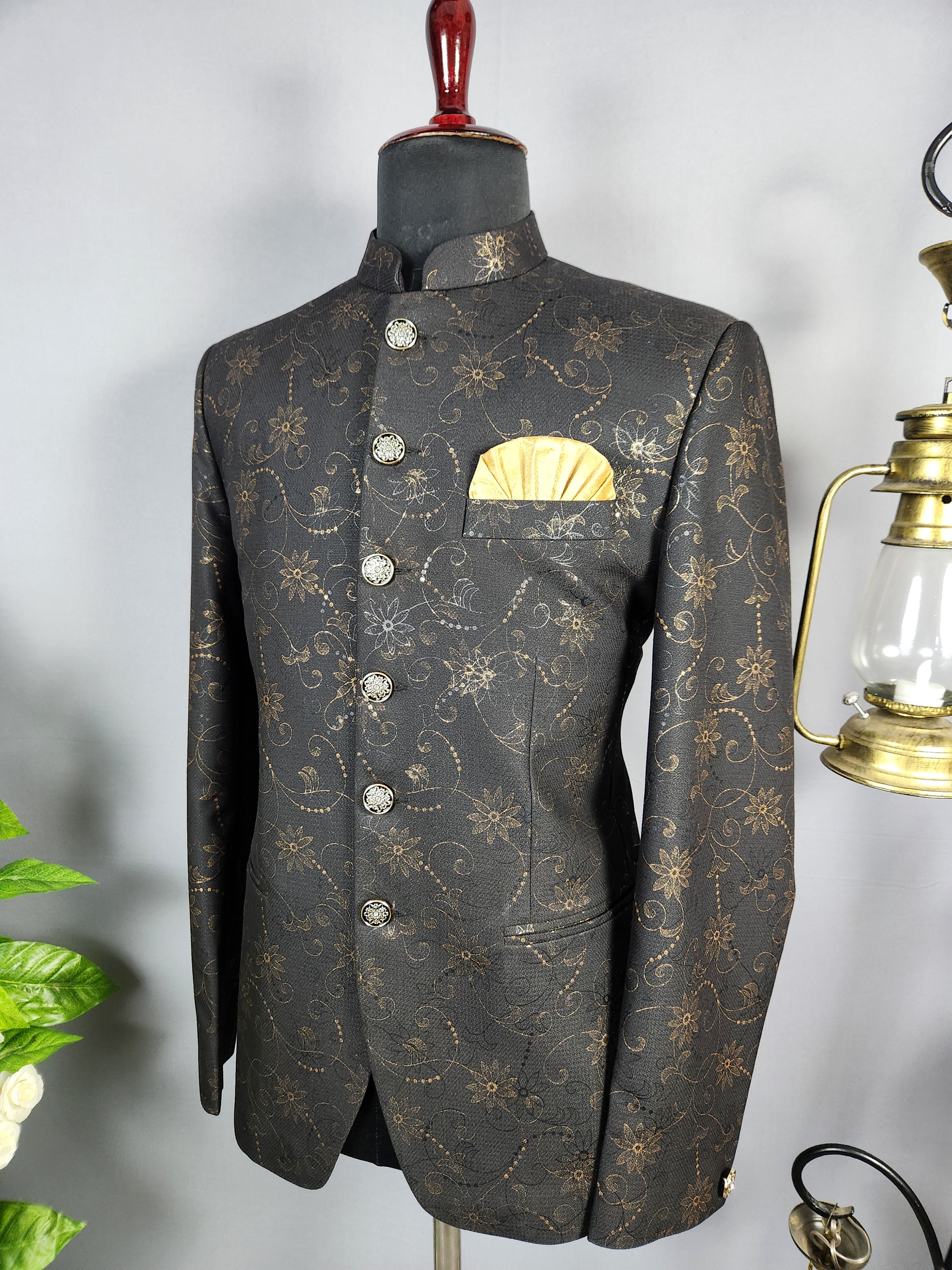 Black Jodhpuri Suit for Men  -   Indian Wedding Outfit for Men