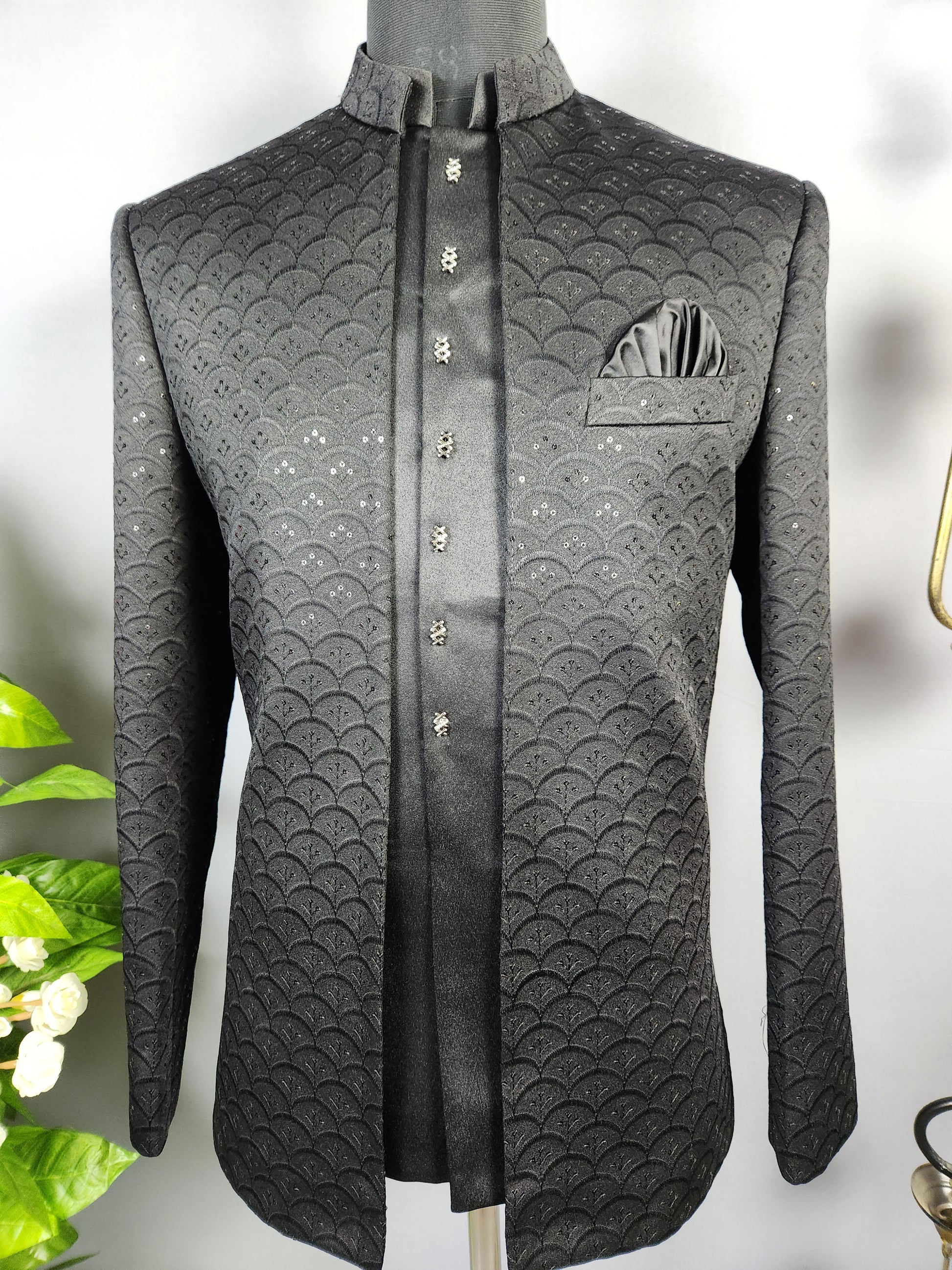 Black Jodhpuri Suit for Men  -   Indian Wedding Outfit for Men
