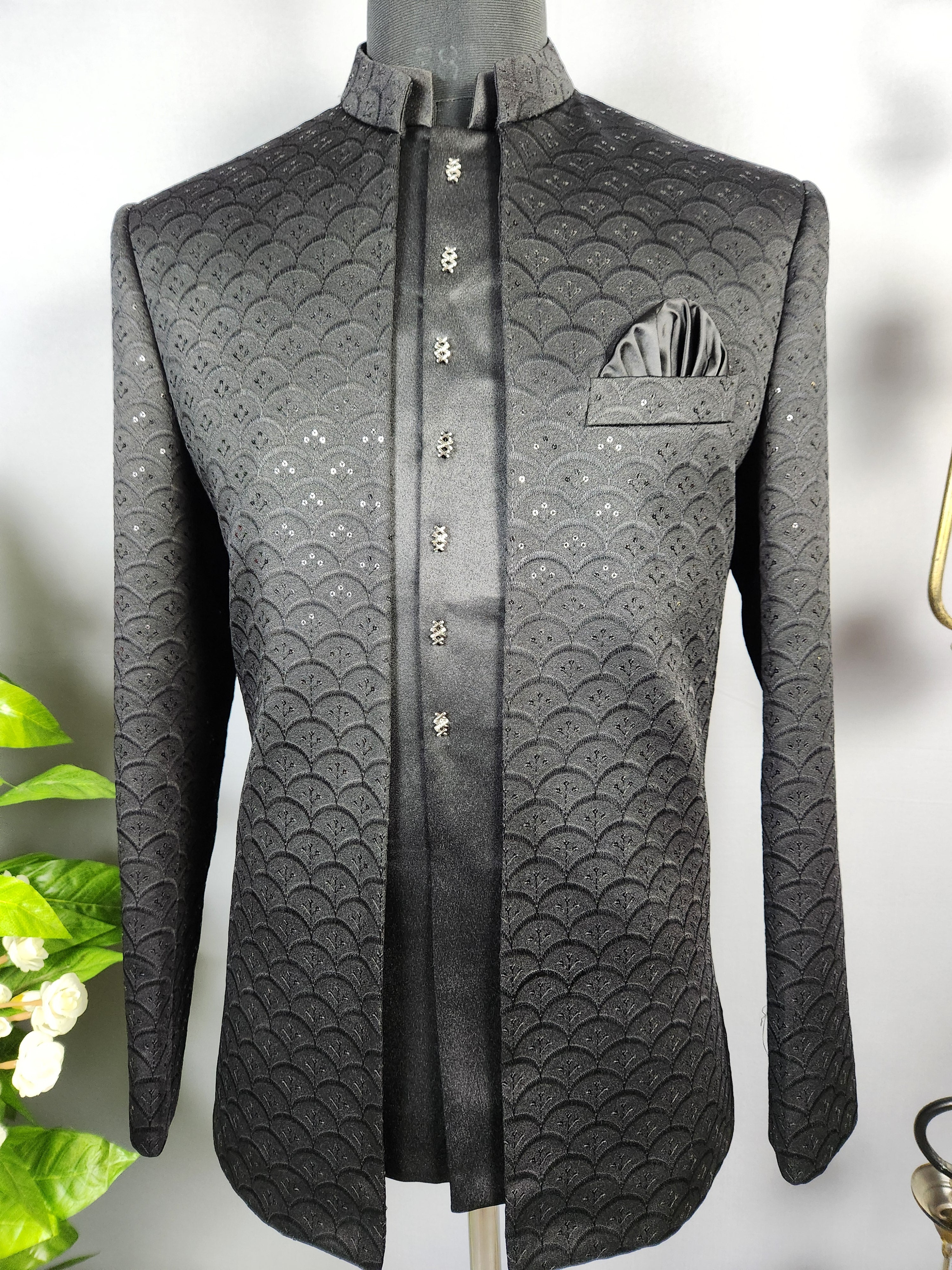 Black Jodhpuri Suit for Men  -   Indian Wedding Outfit for Men