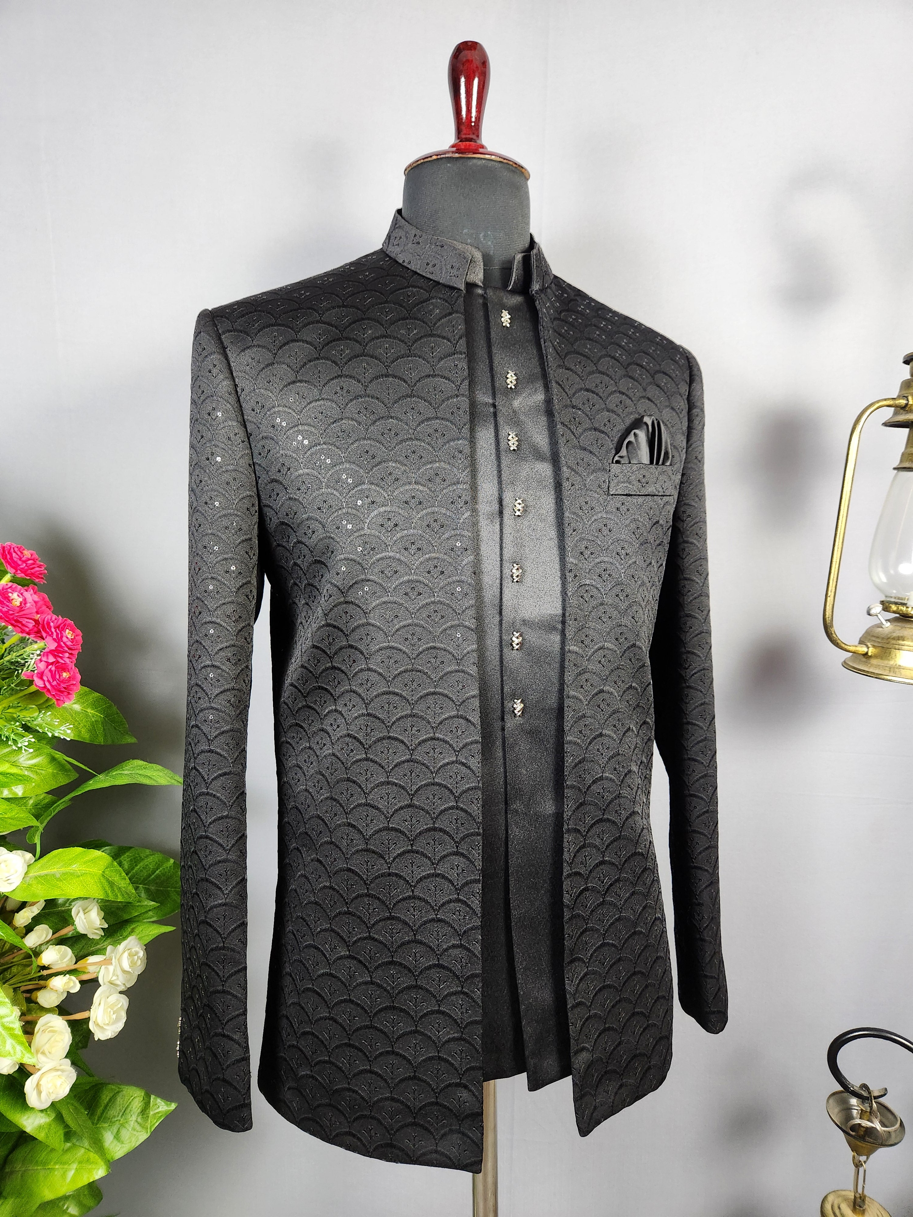 Black Jodhpuri Suit for Men  -   Indian Wedding Outfit for Men
