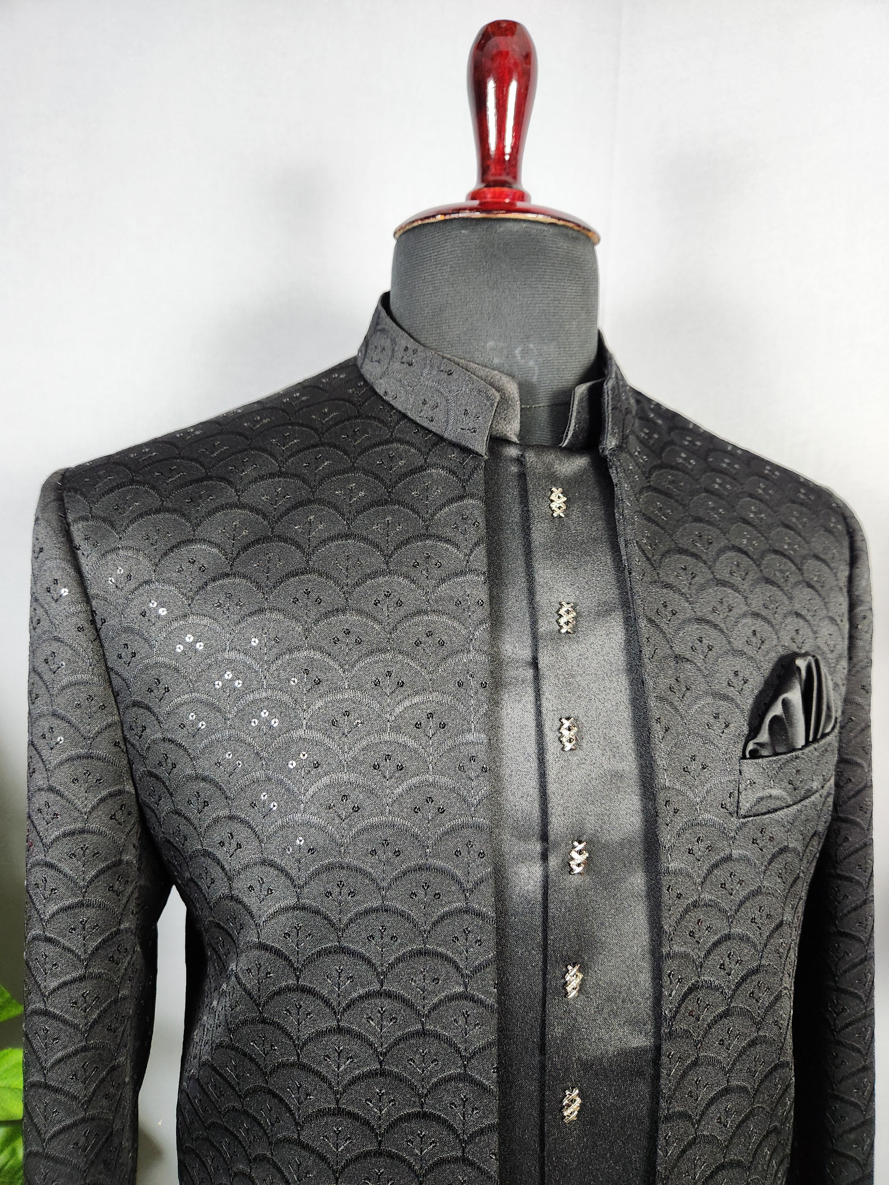 Black Jodhpuri Suit for Men  -   Indian Wedding Outfit for Men