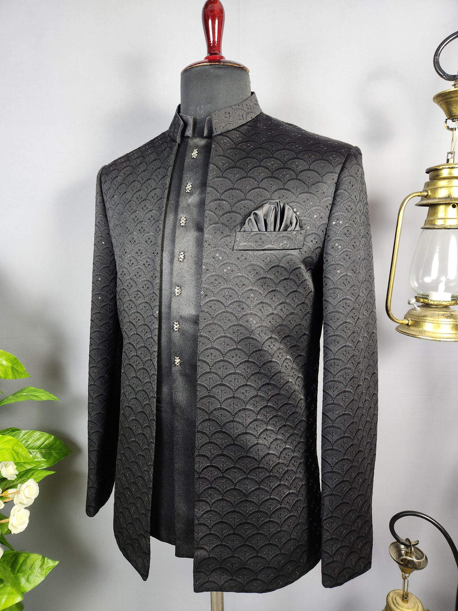 Black Jodhpuri Suit for Men  -   Indian Wedding Outfit for Men