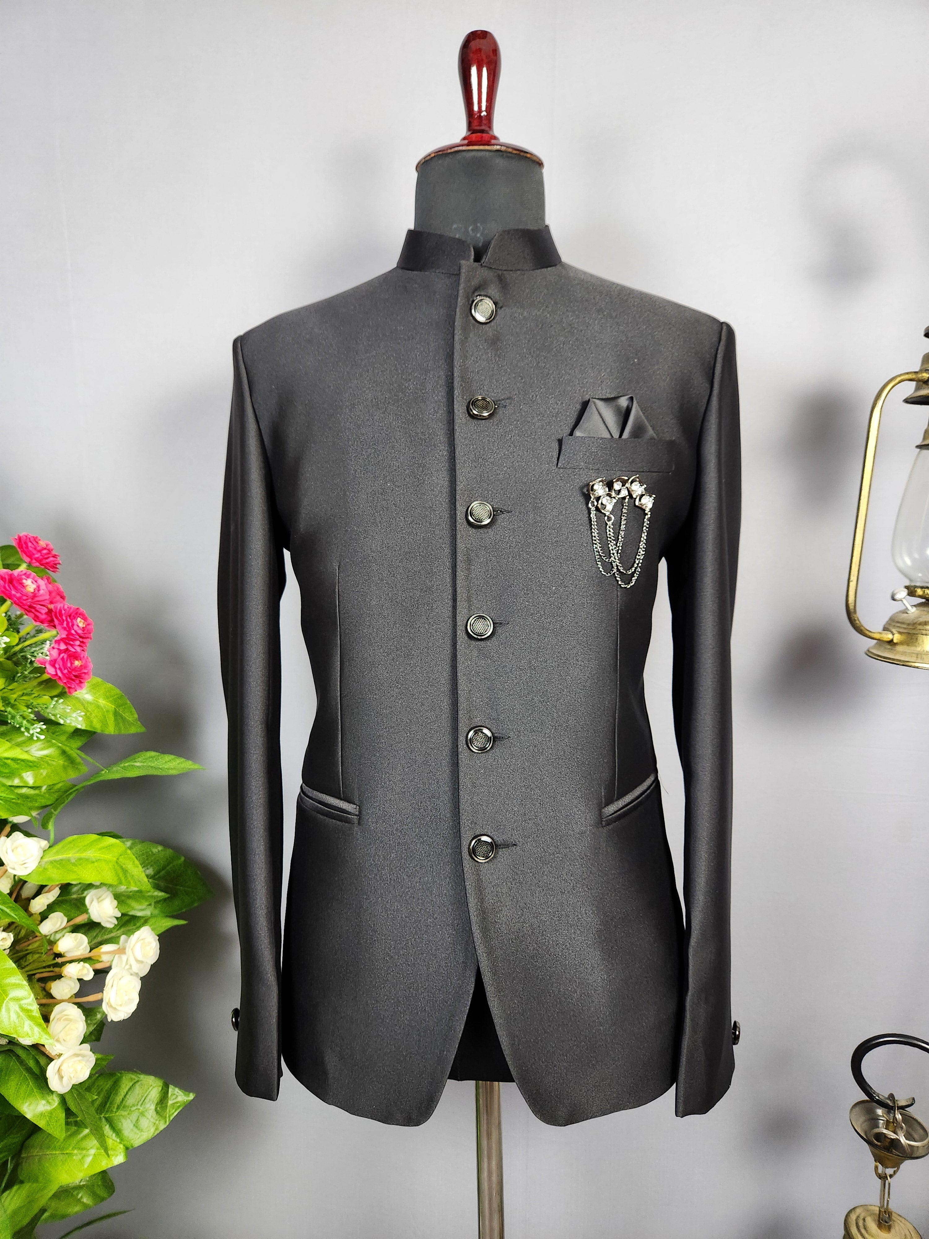 Black Jodhpuri Suit for Men  -   Indian Wedding Outfit for Men