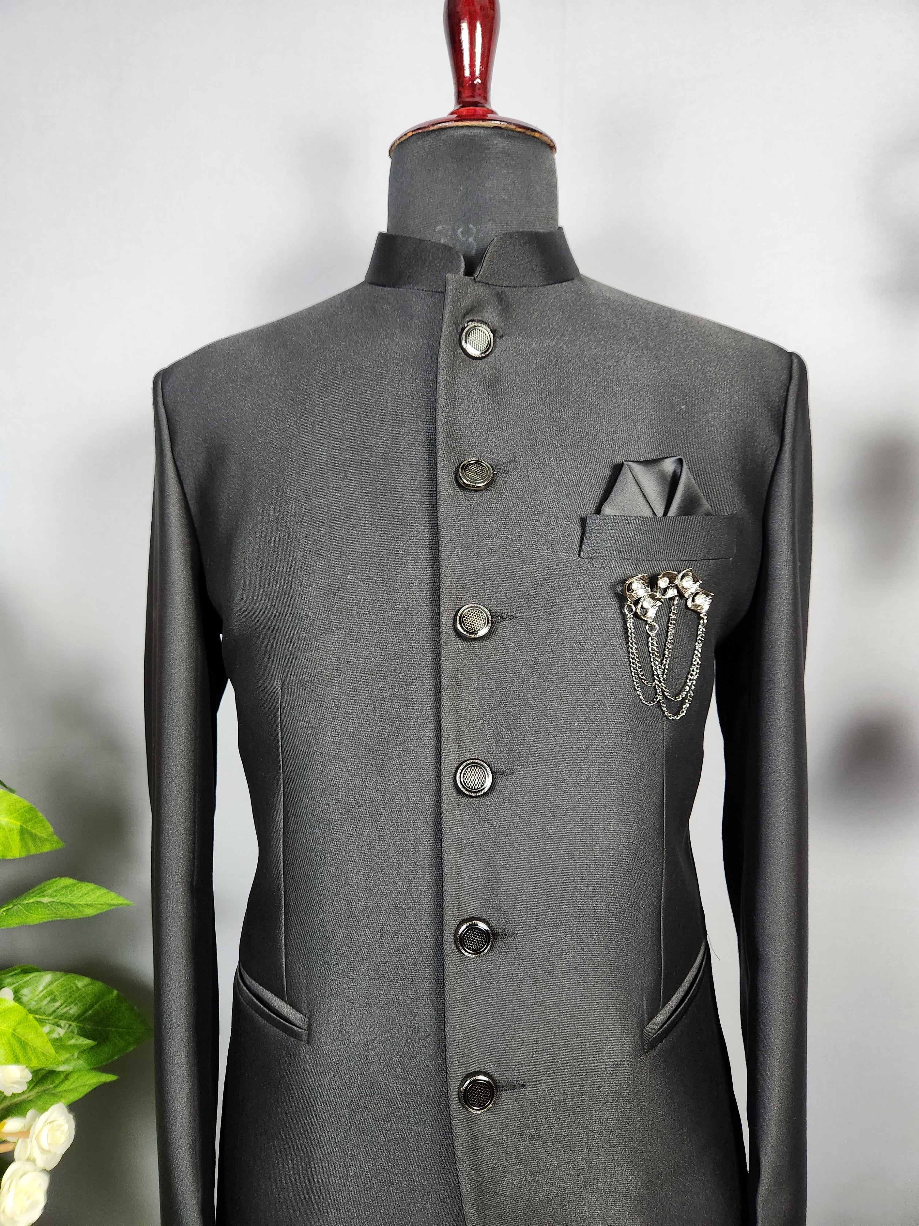 Black Jodhpuri Suit for Men  -   Indian Wedding Outfit for Men