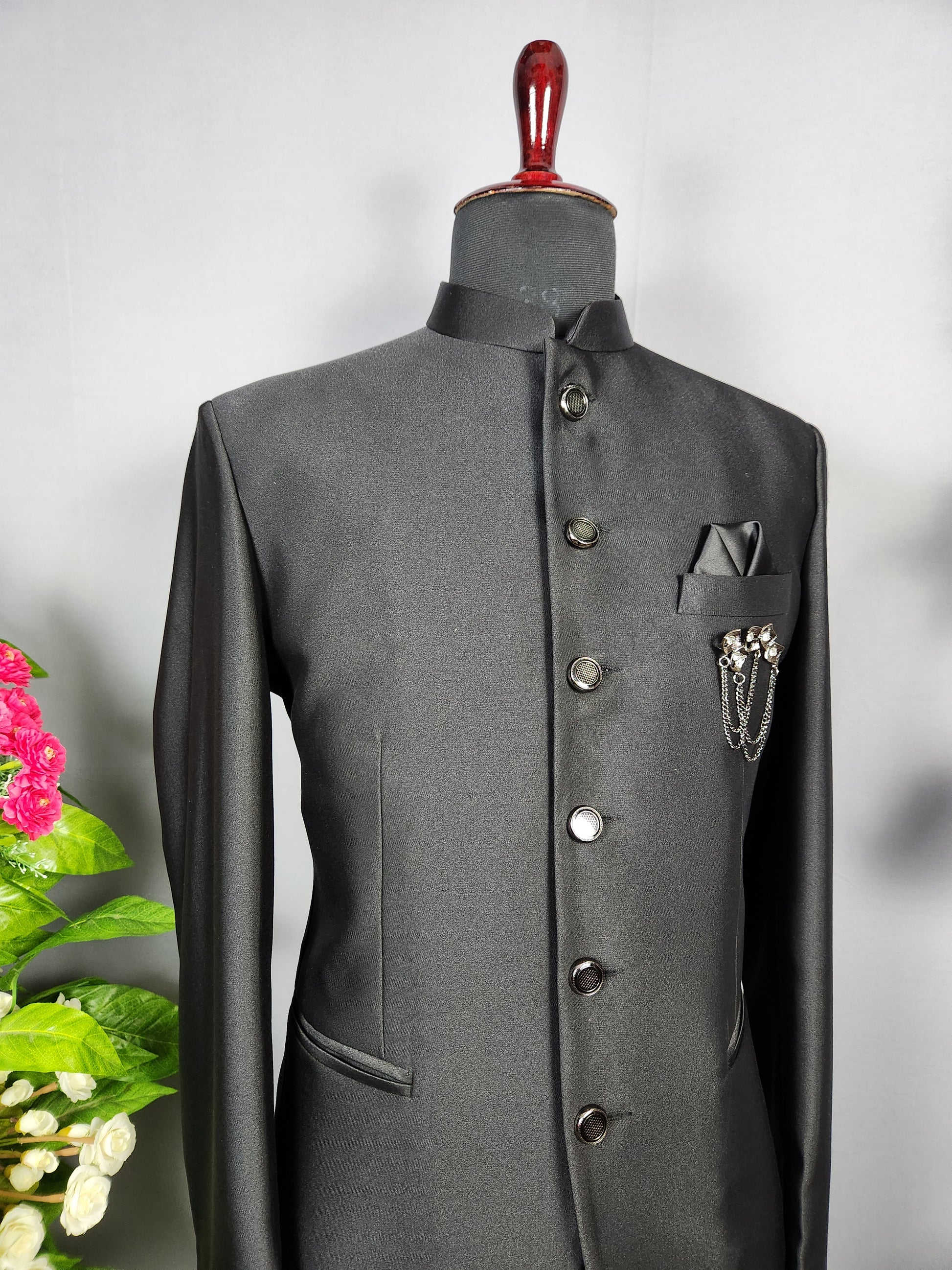 Black Jodhpuri Suit for Men  -   Indian Wedding Outfit for Men
