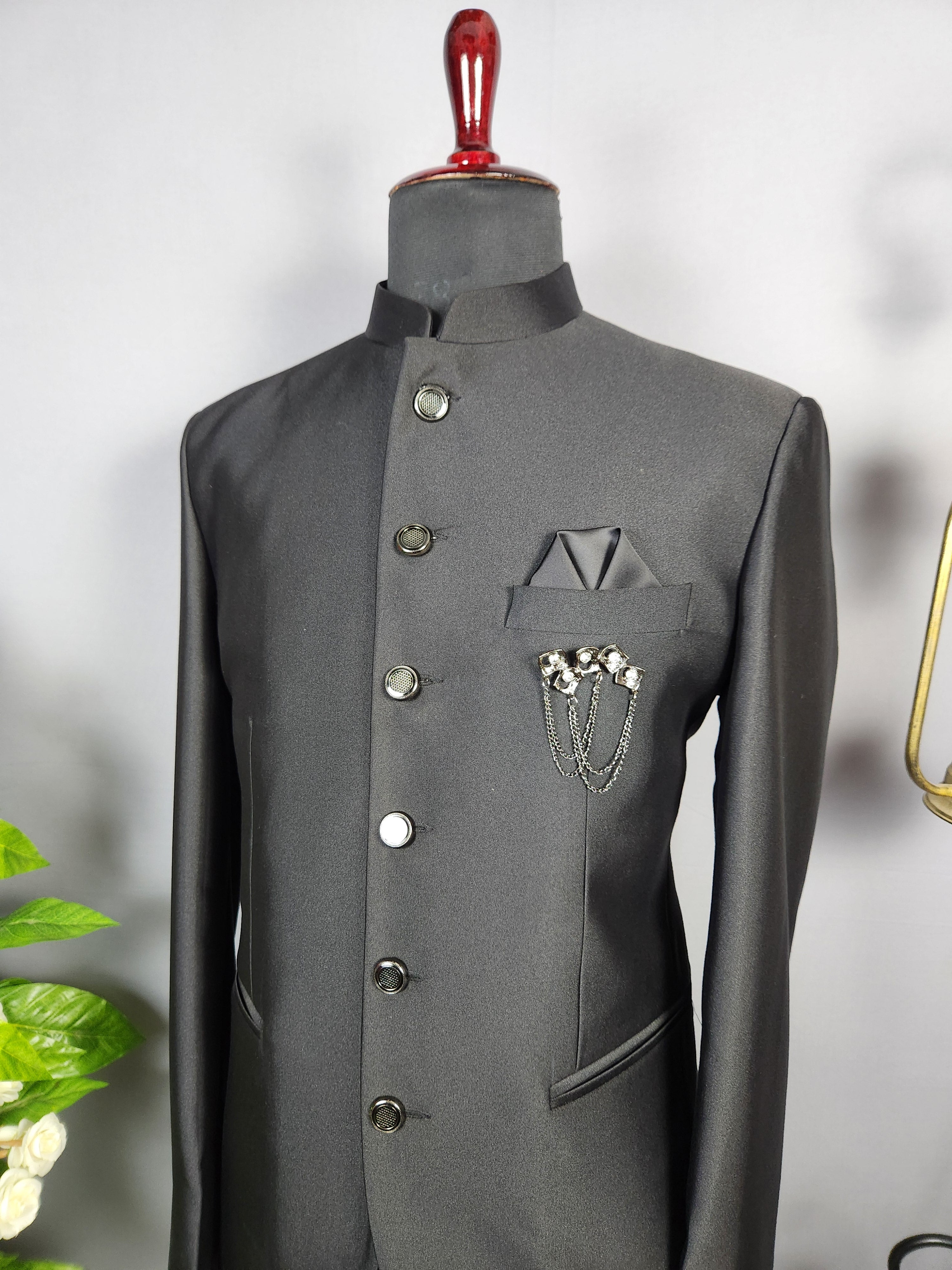 Black Jodhpuri Suit for Men  -   Indian Wedding Outfit for Men