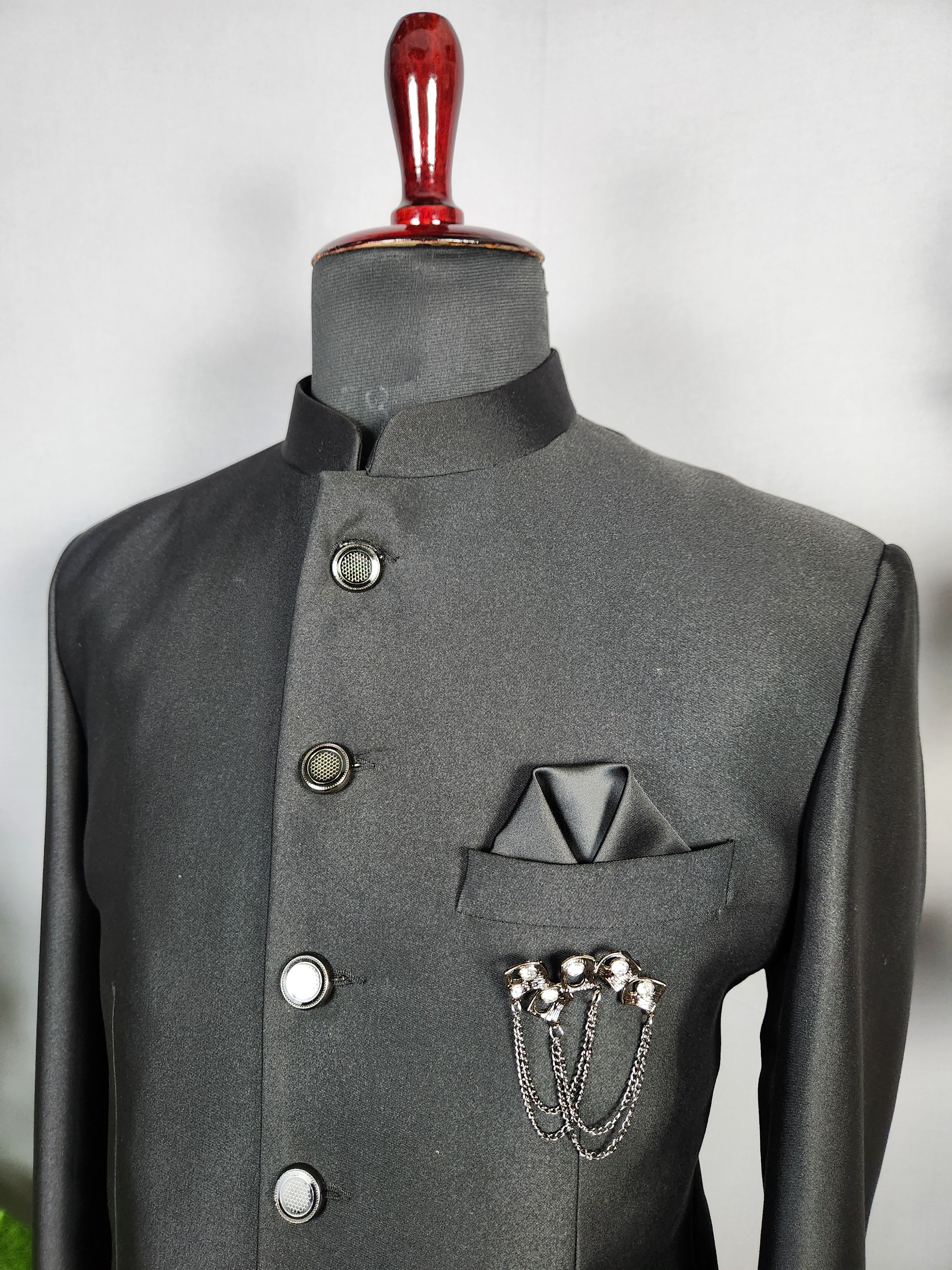 Black Jodhpuri Suit for Men  -   Indian Wedding Outfit for Men