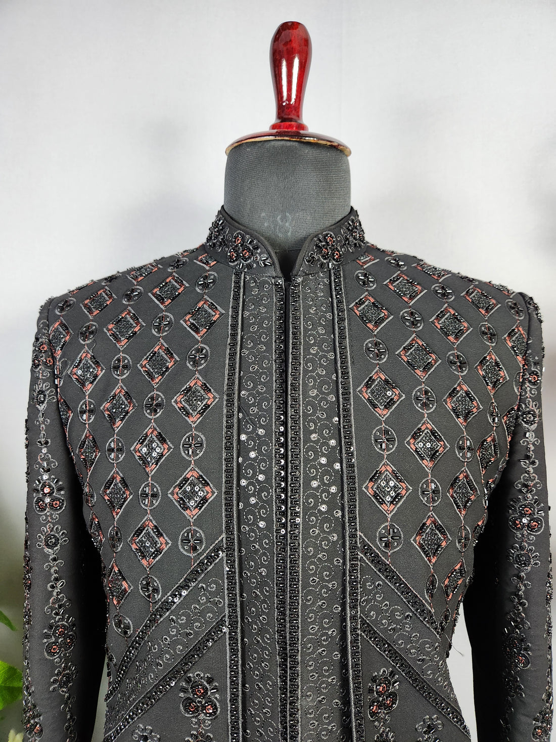 Black Indo-Western Sherwani for Groom  -   Indian Wedding Outfit for Men