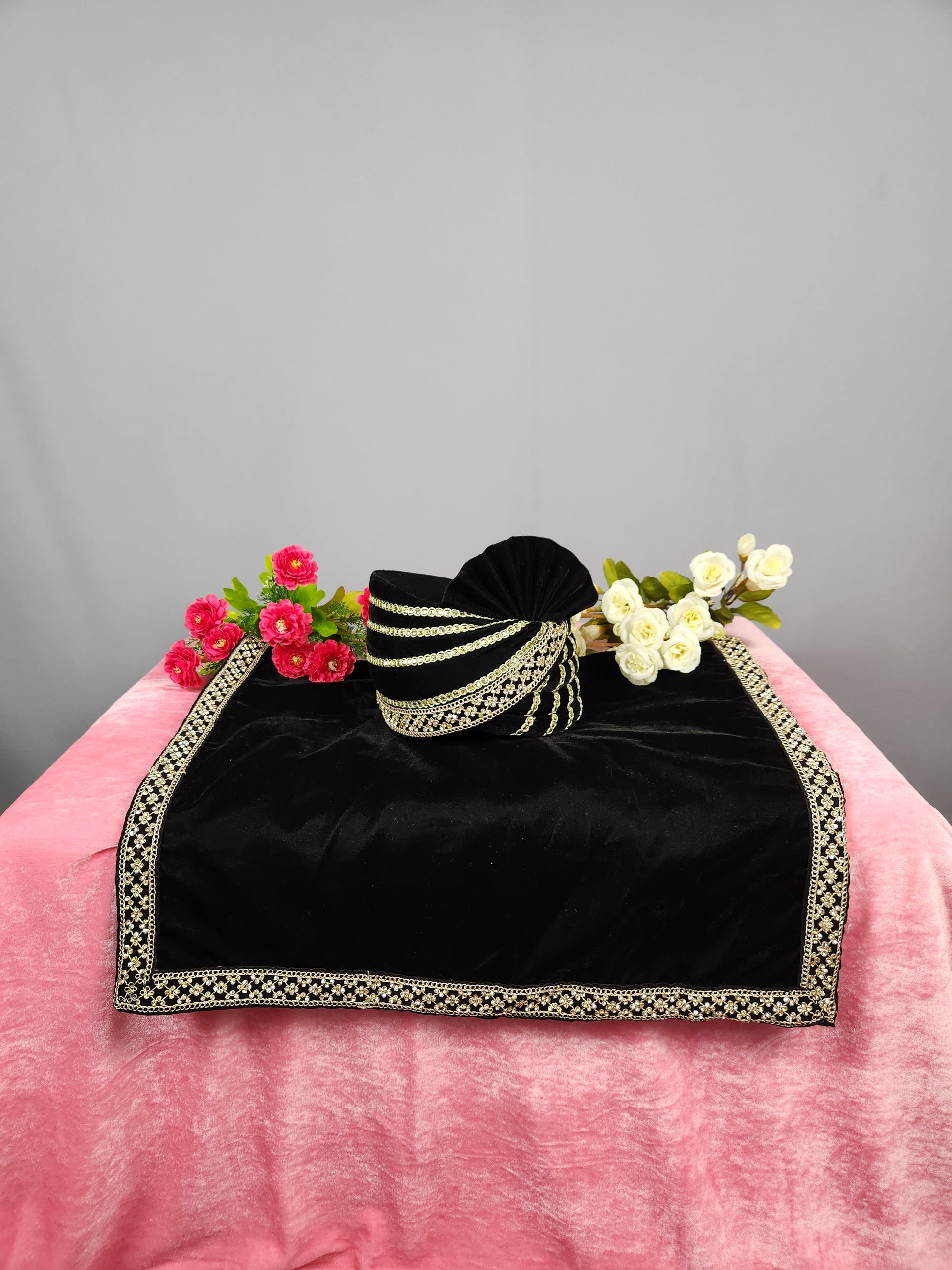 Groom Black Turban Turban Shawl Set