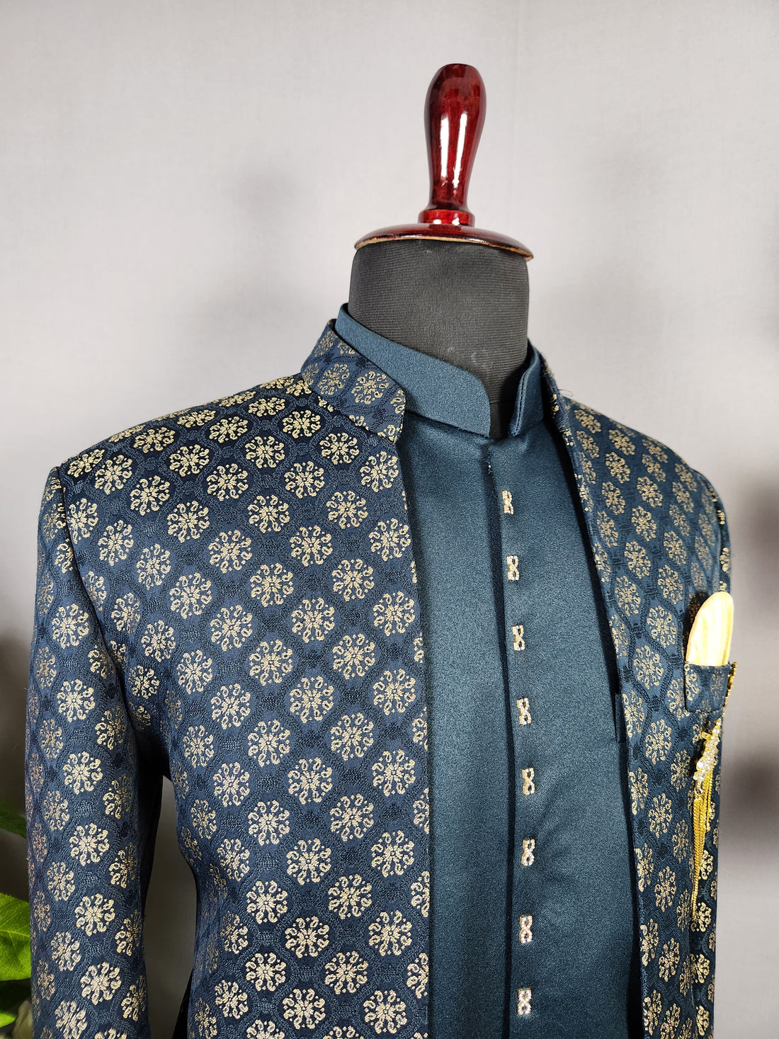 Blue Indo-Western Sherwani for Groom -  Indian Wedding Outfit for Men