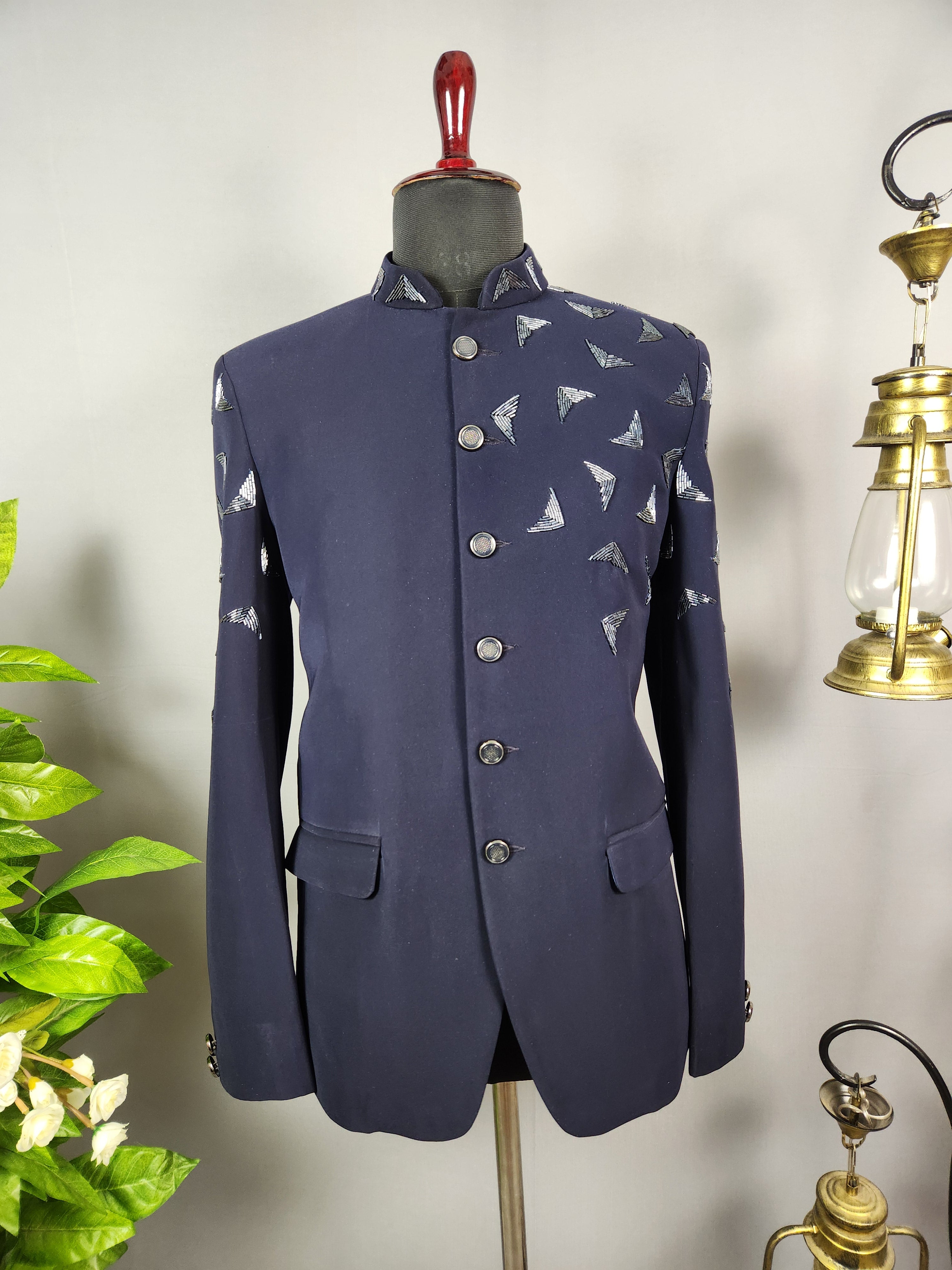 Blue Jodhpuri Suit for Men  -   Indian Wedding Outfit for Men