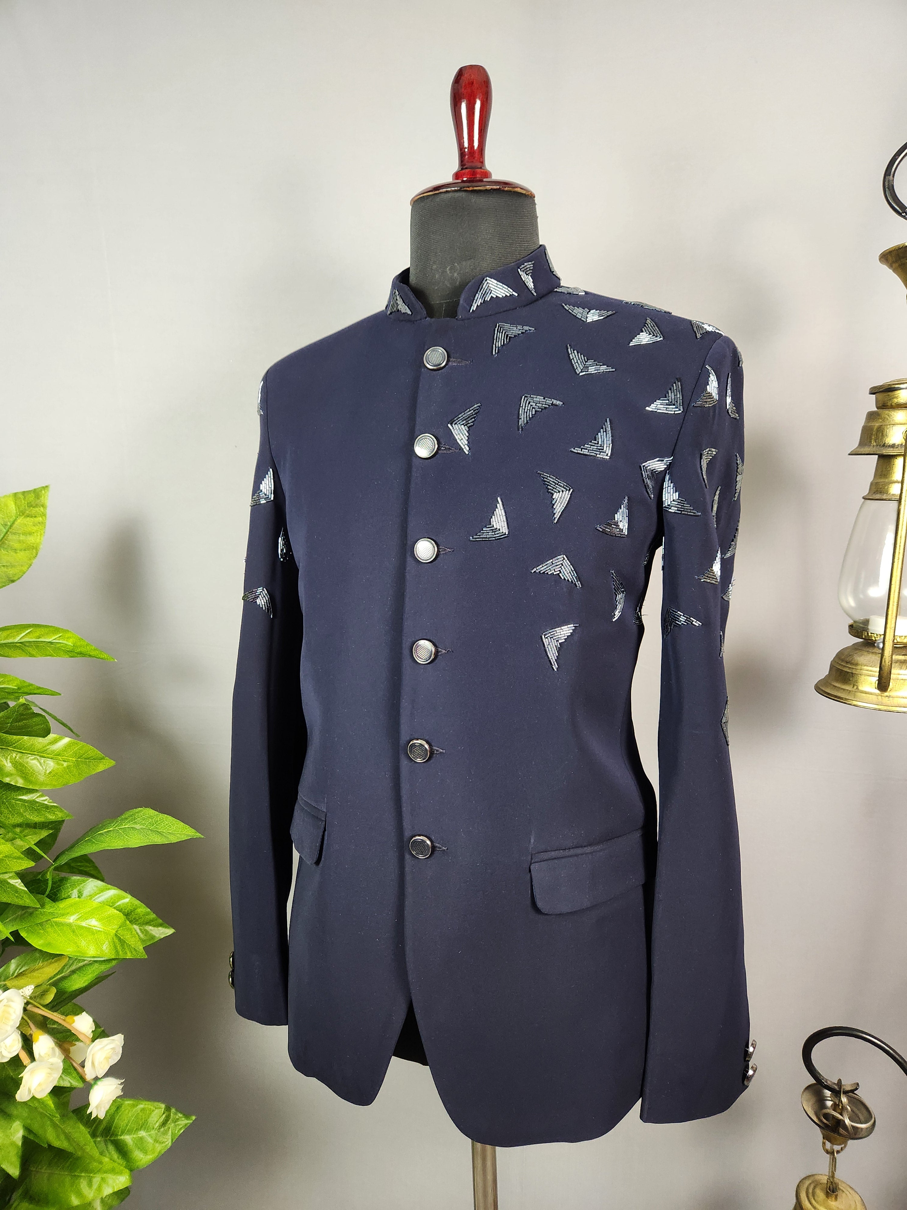 Blue Jodhpuri Suit for Men  -   Indian Wedding Outfit for Men