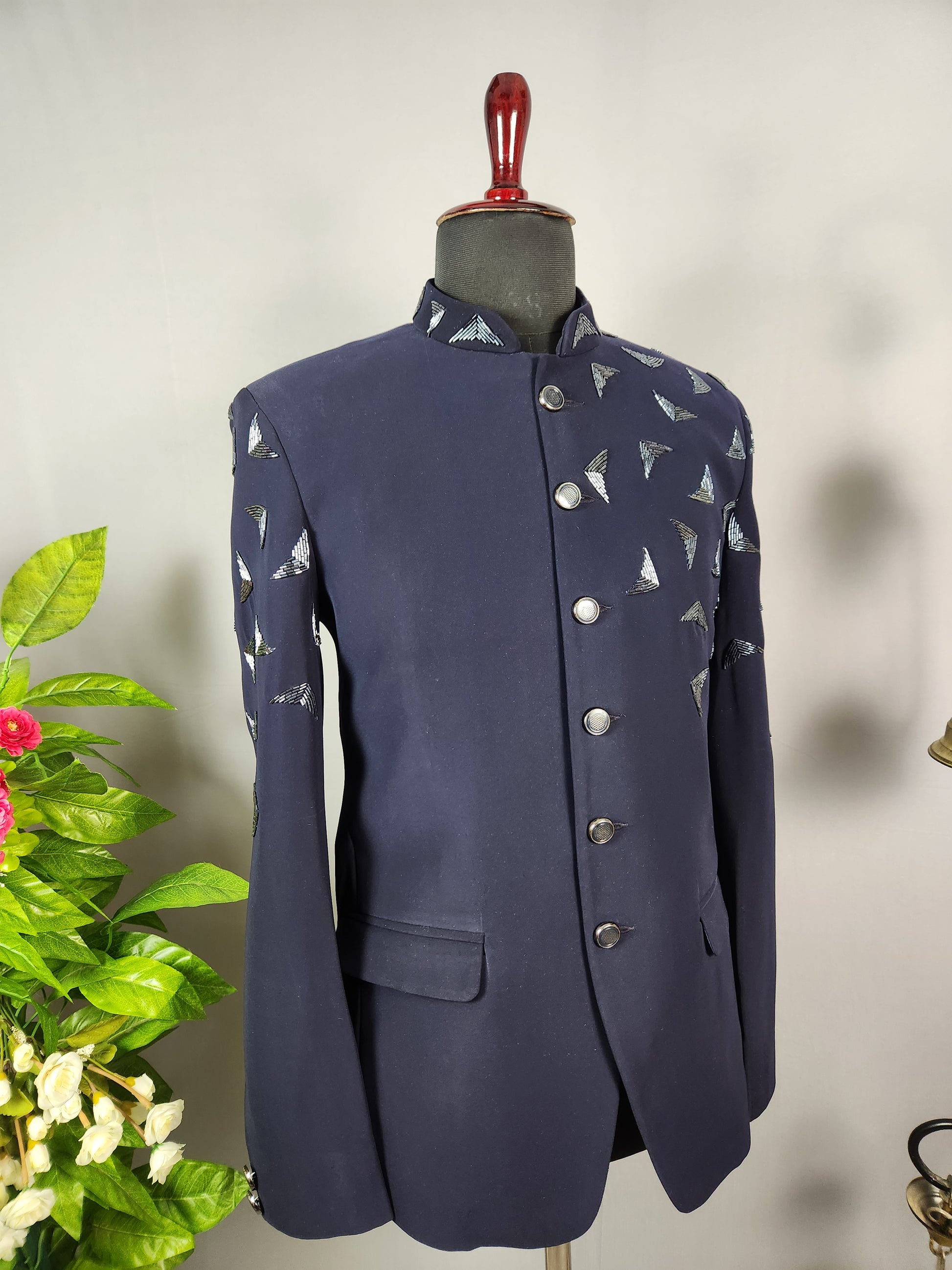 Blue Jodhpuri Suit for Men  -   Indian Wedding Outfit for Men