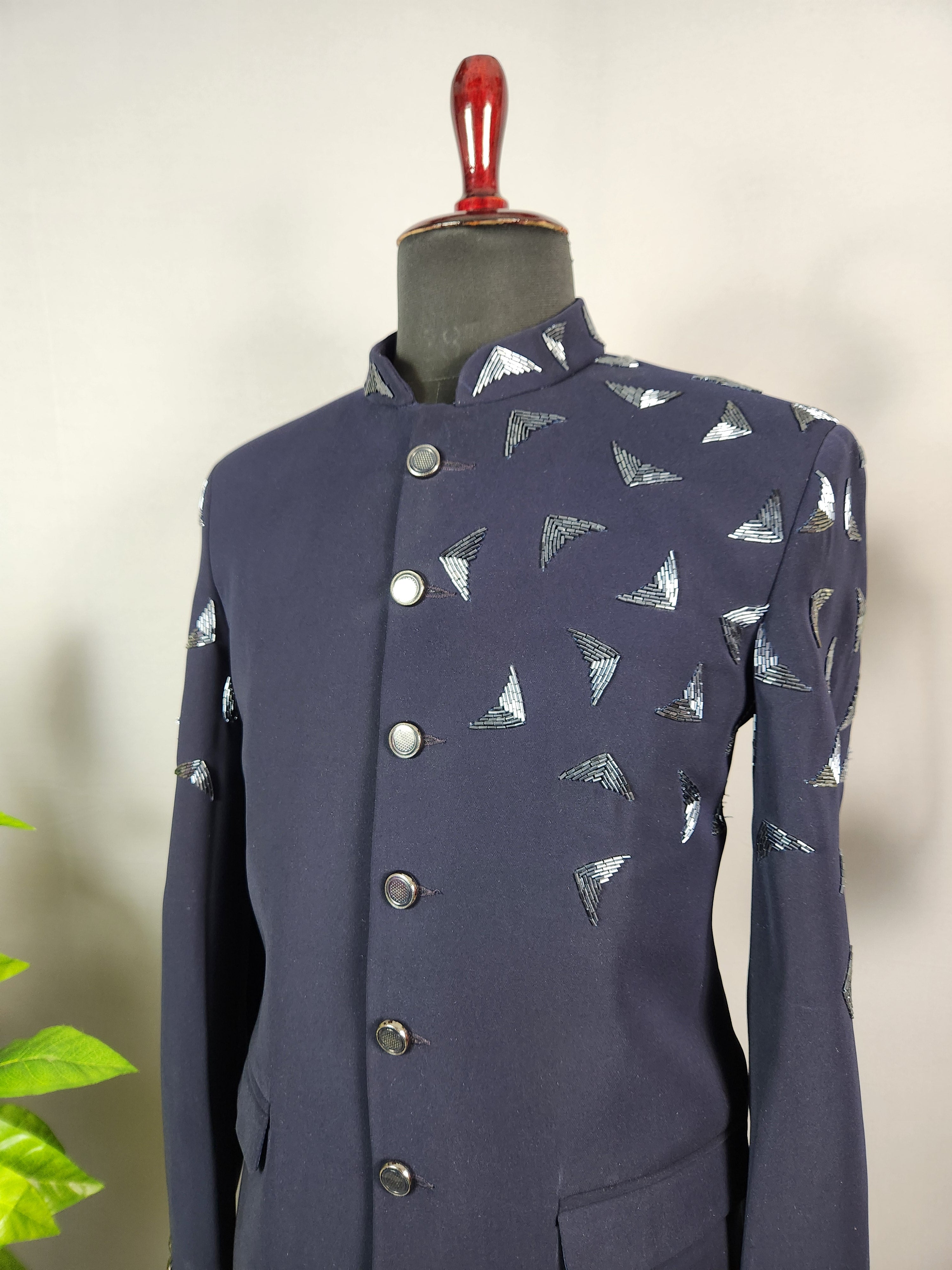 Blue Jodhpuri Suit for Men  -   Indian Wedding Outfit for Men