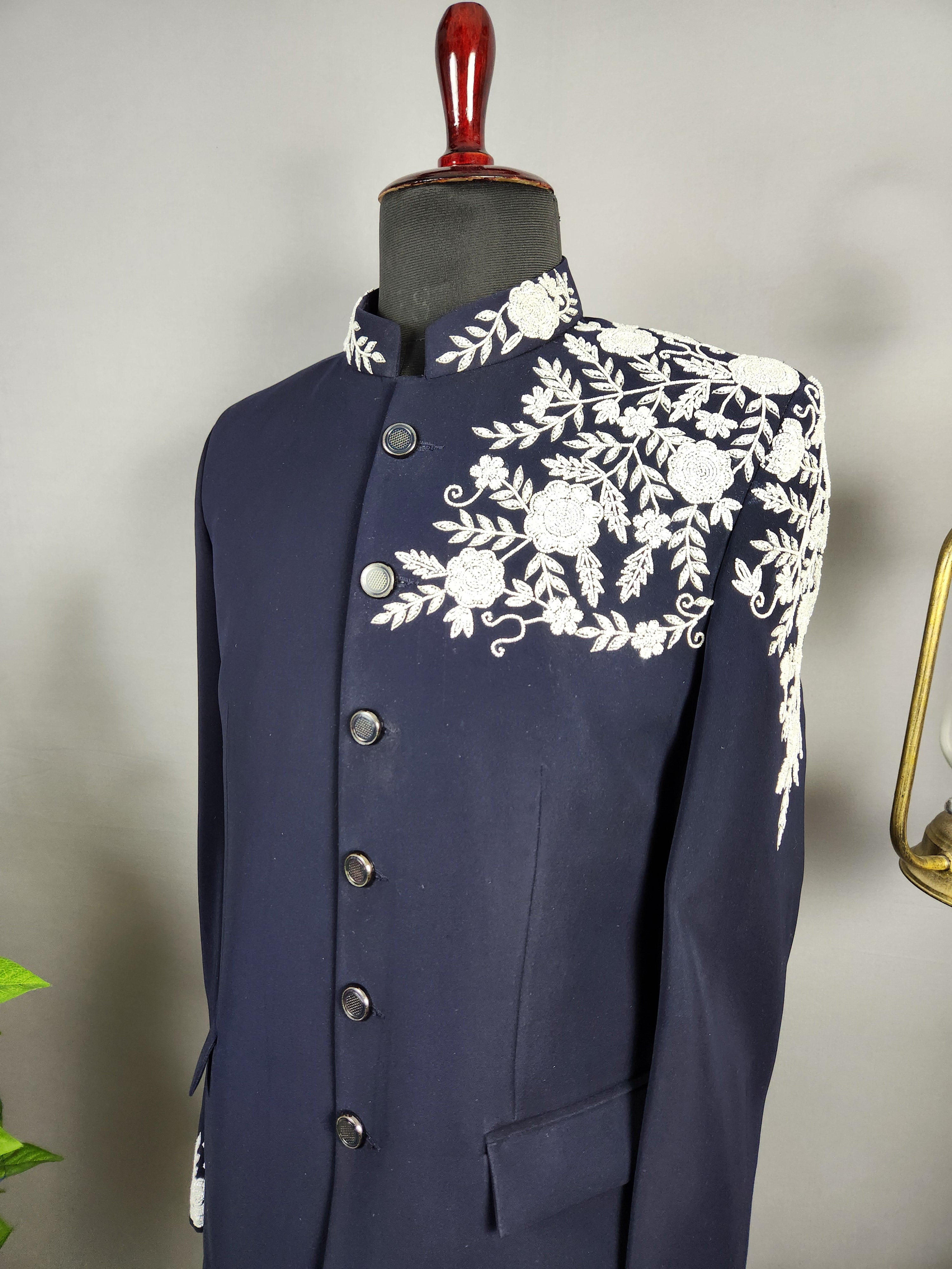 Blue Jodhpuri Suit for Men  -   Indian Wedding Outfit for Men