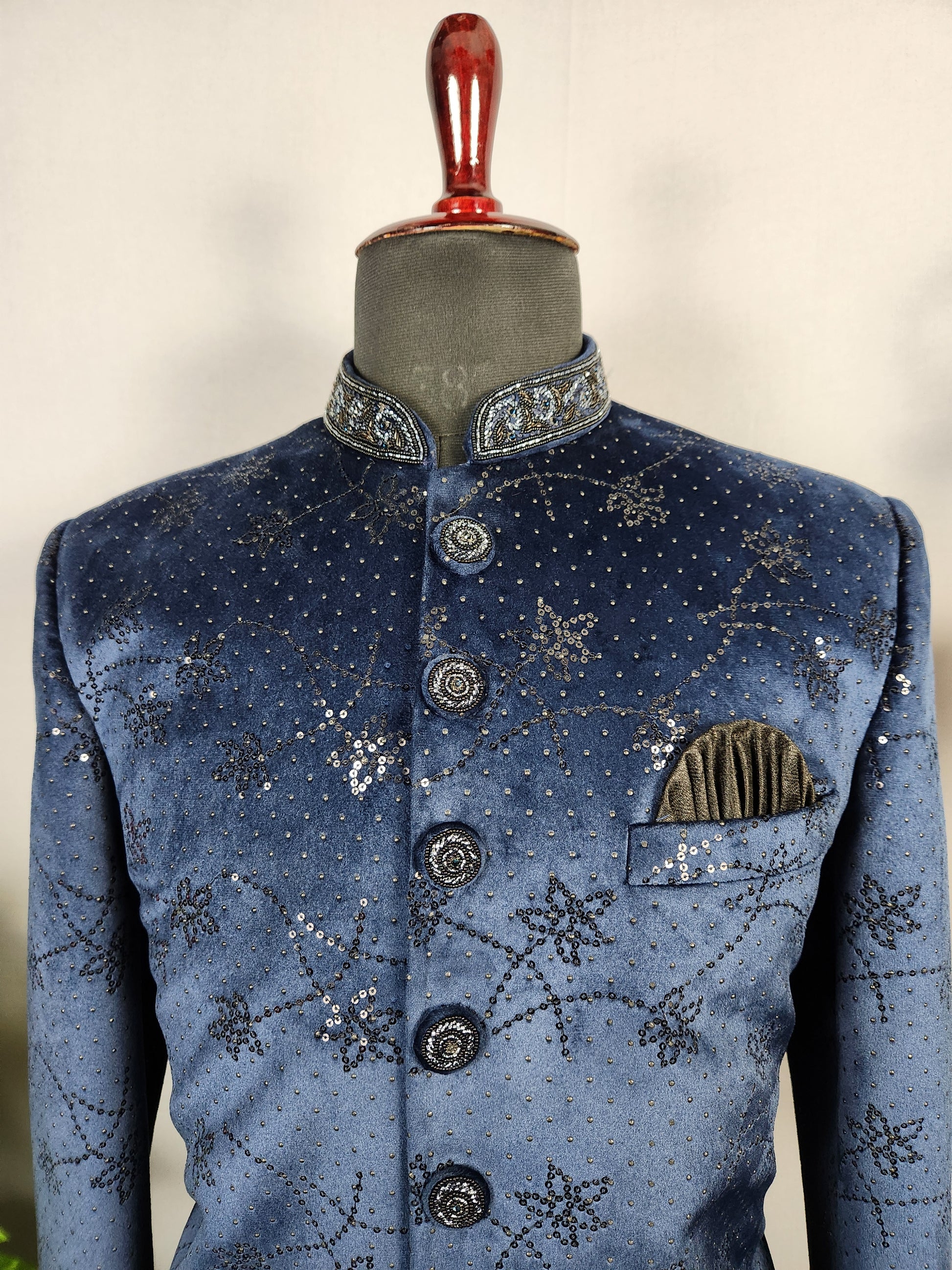 Blue Jodhpuri Suit for Men  -   Indian Wedding Outfit for Men