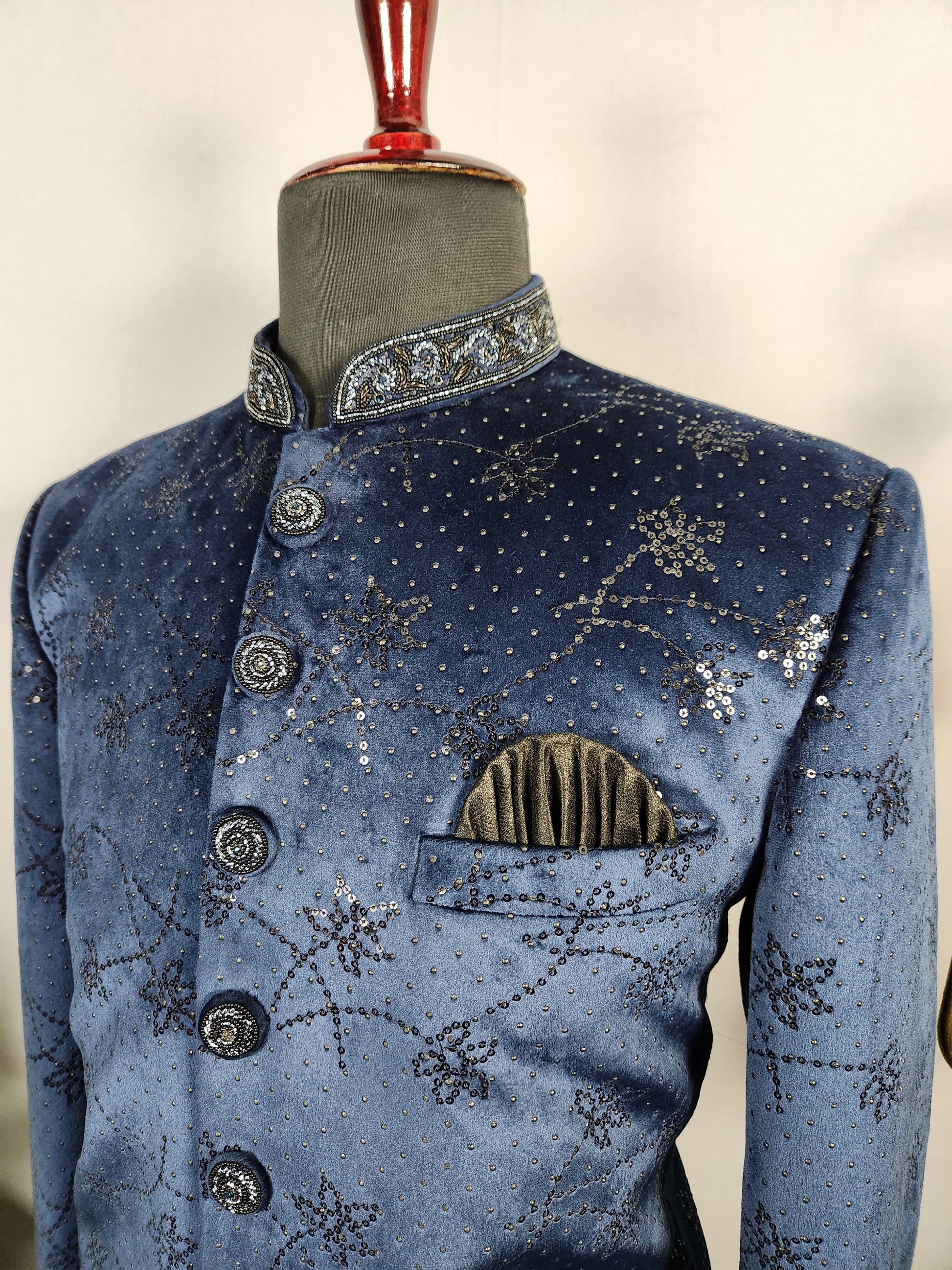 Blue Jodhpuri Suit for Men  -   Indian Wedding Outfit for Men