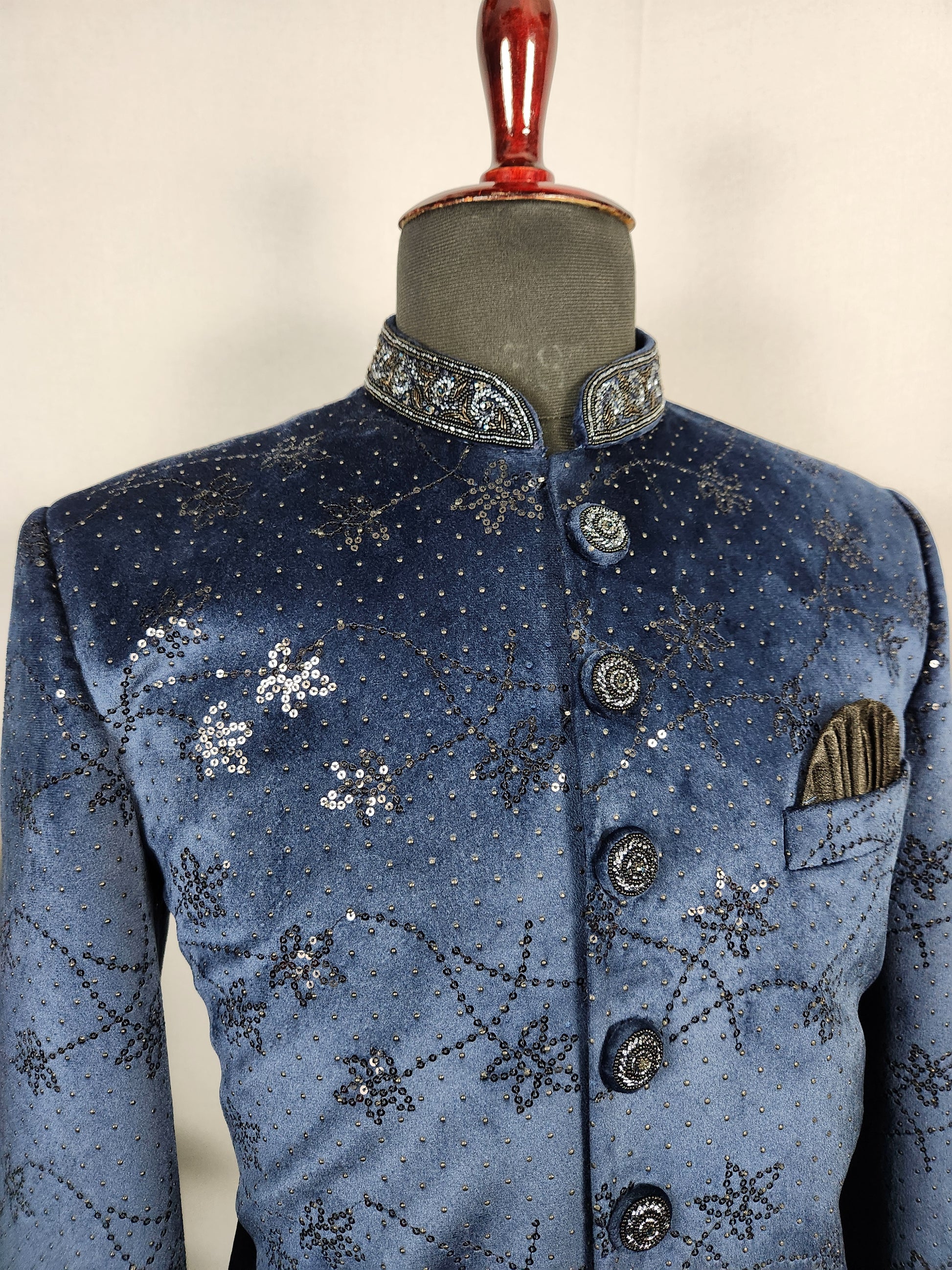 Blue Jodhpuri Suit for Men  -   Indian Wedding Outfit for Men