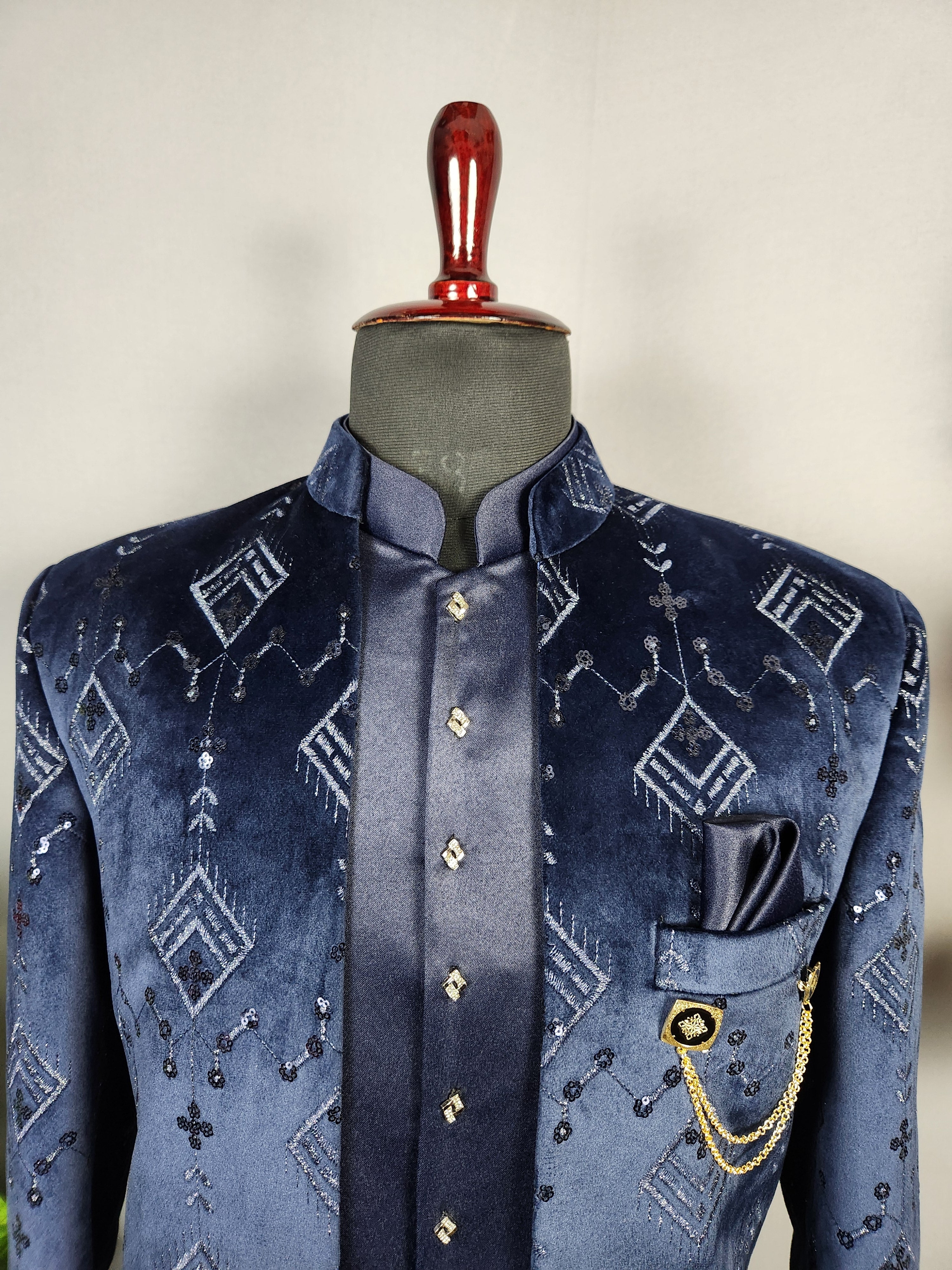 Blue Jodhpuri Suit for Men  -   Indian Wedding Outfit for Men