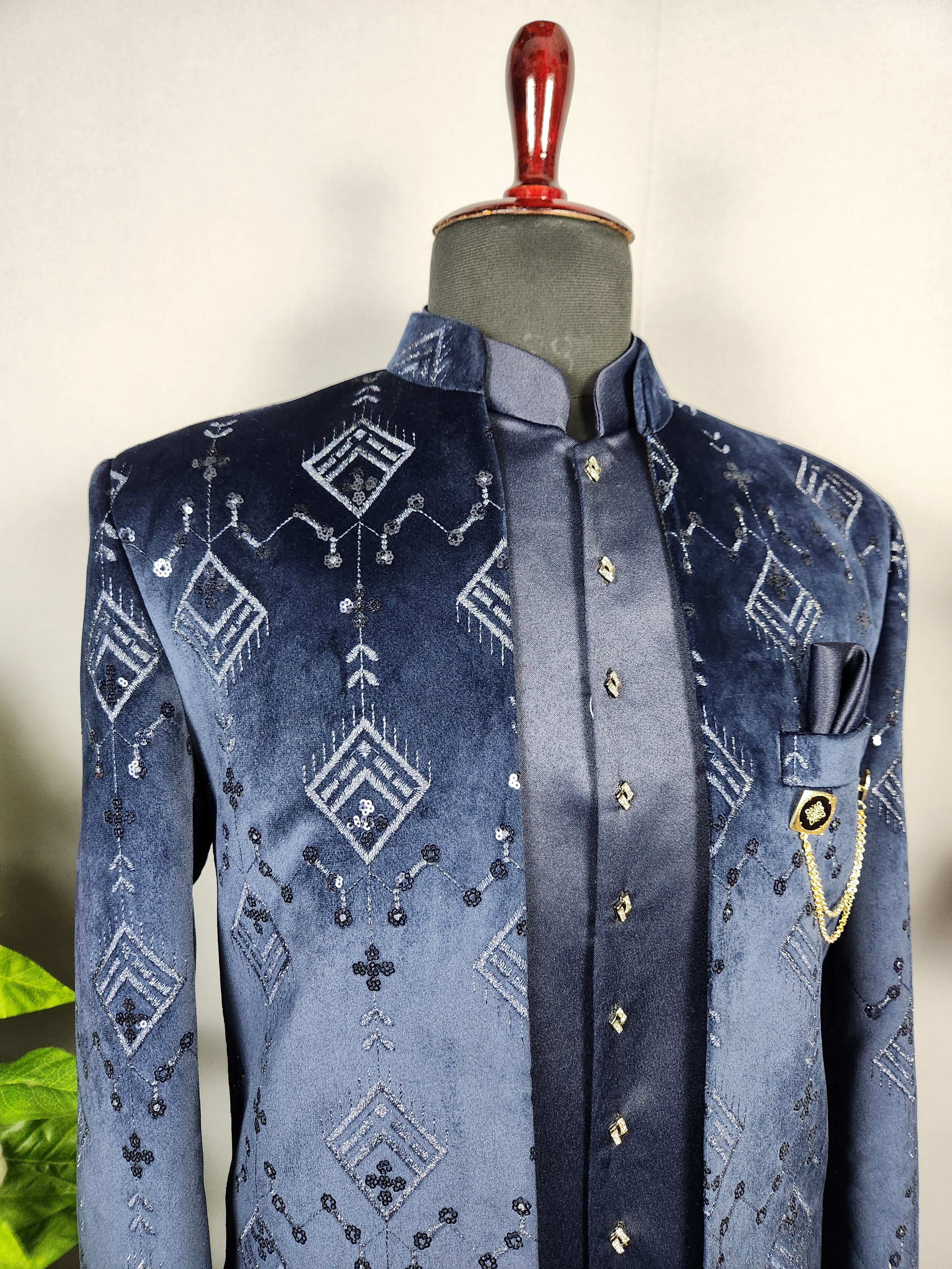 Blue Jodhpuri Suit for Men  -   Indian Wedding Outfit for Men