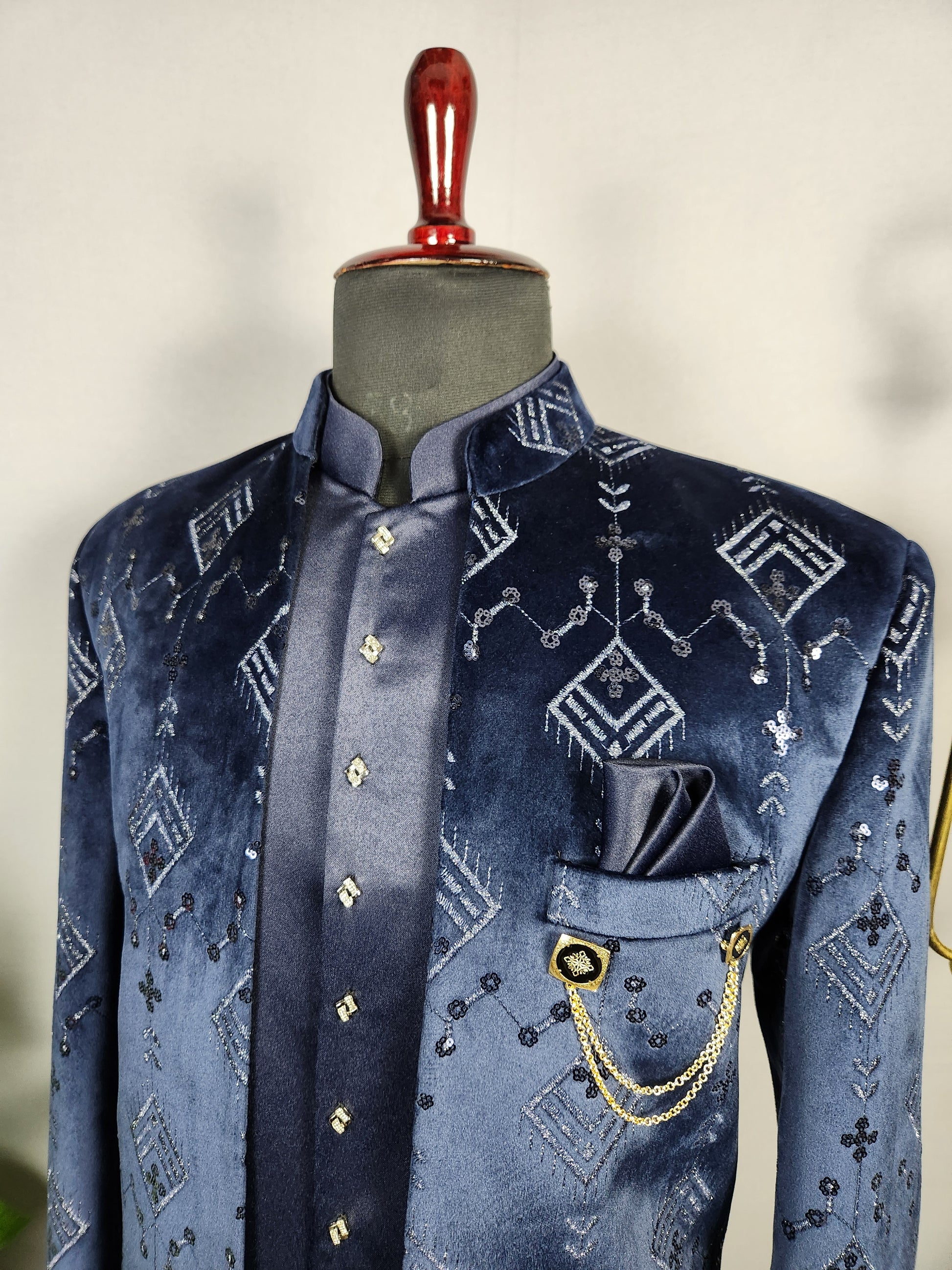 Blue Jodhpuri Suit for Men  -   Indian Wedding Outfit for Men