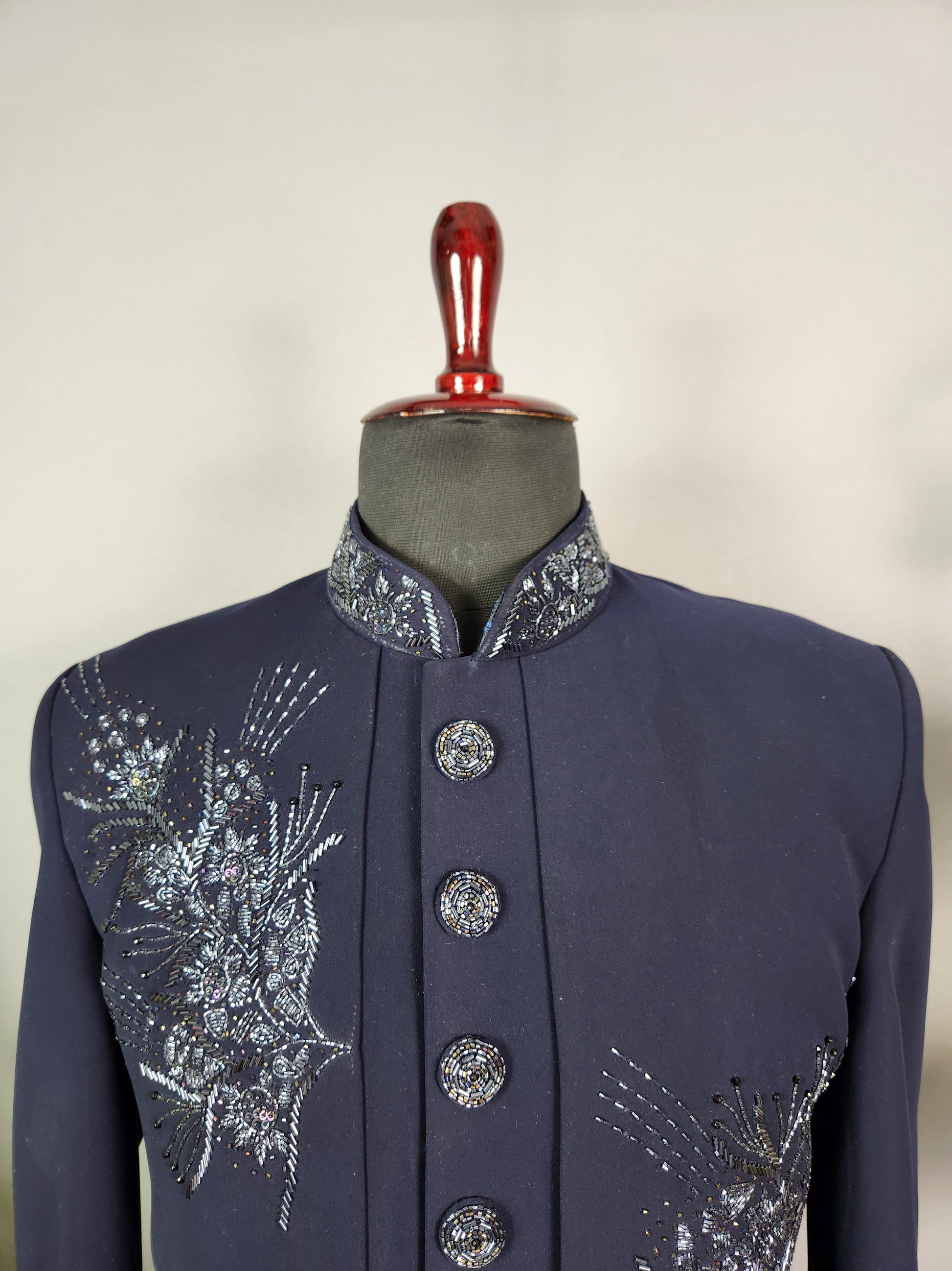 Blue Indo-Western Sherwani for Groom -  Indian Wedding Outfit for Men