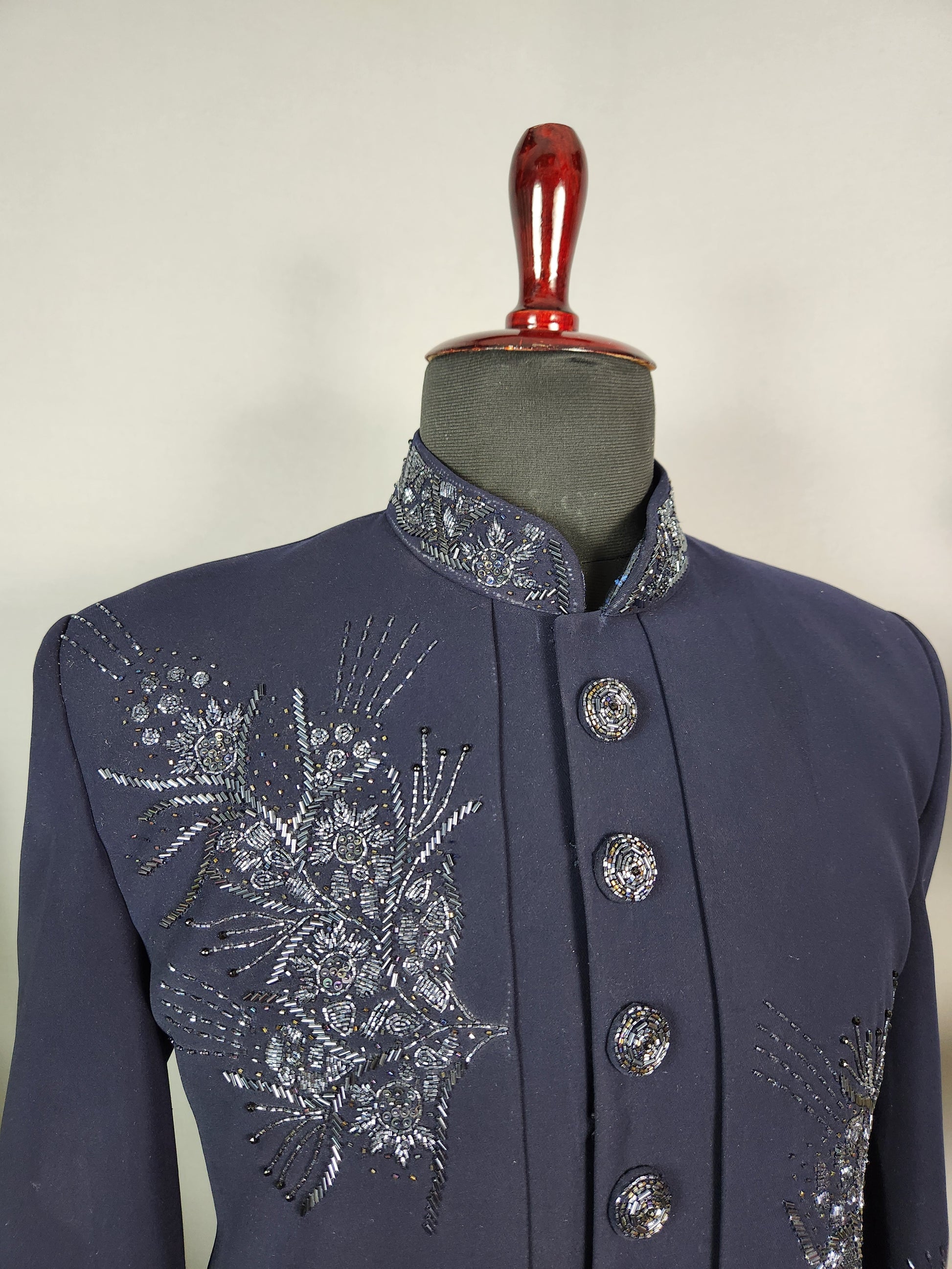 Blue Indo-Western Sherwani for Groom -  Indian Wedding Outfit for Men