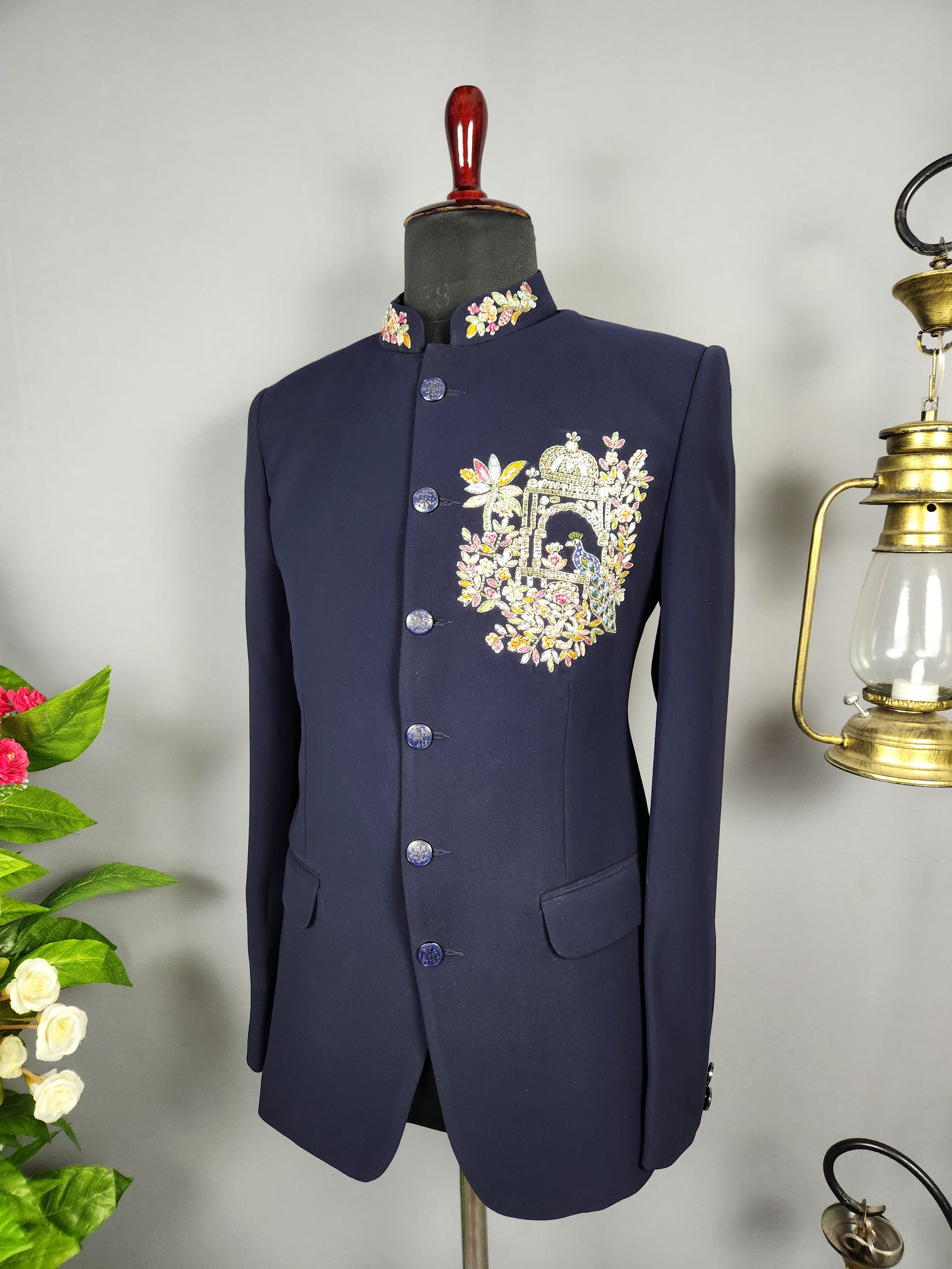 Blue Jodhpuri Suit for Men  -   Indian Wedding Outfit for Men