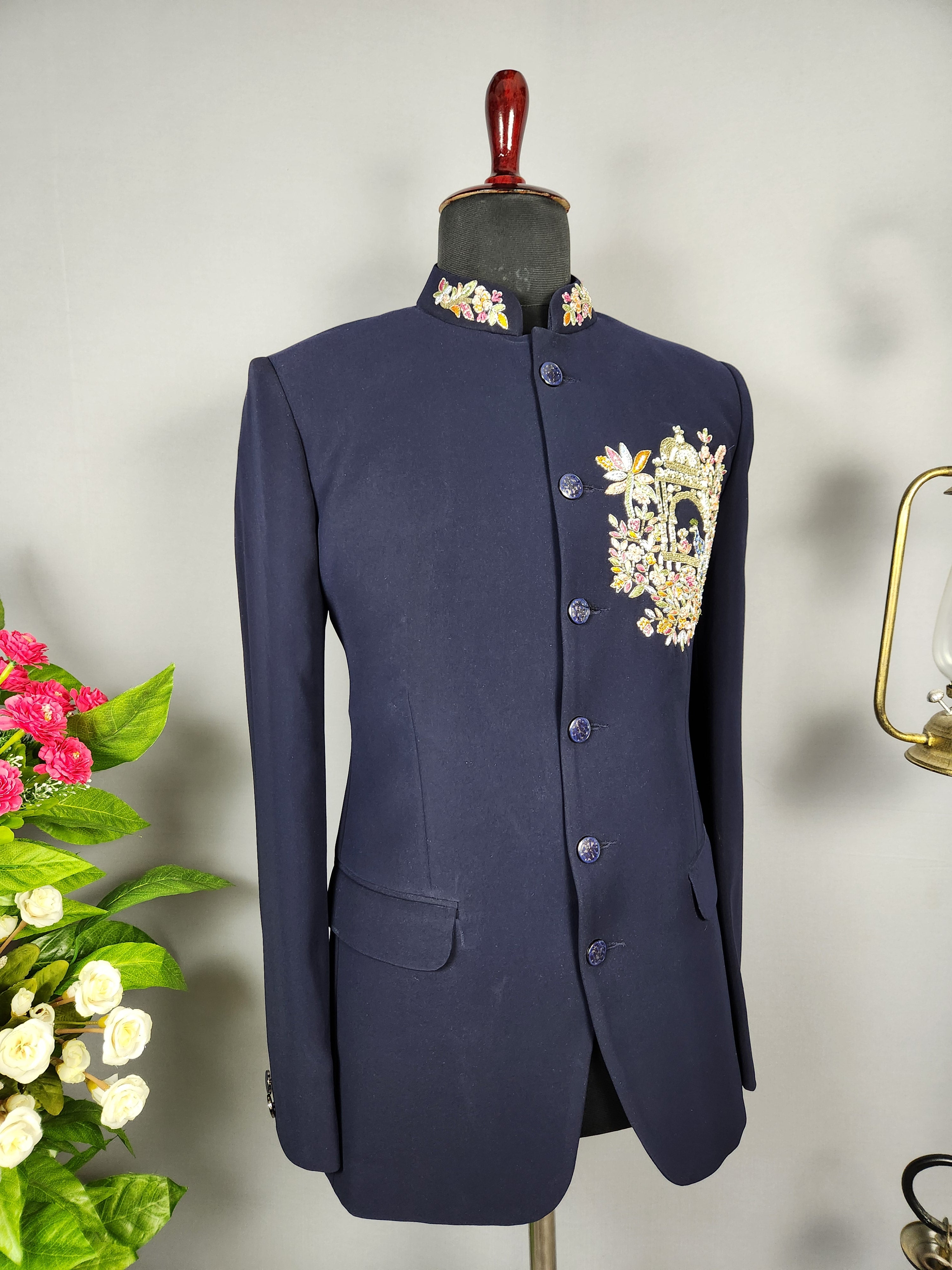 Blue Jodhpuri Suit for Men  -   Indian Wedding Outfit for Men