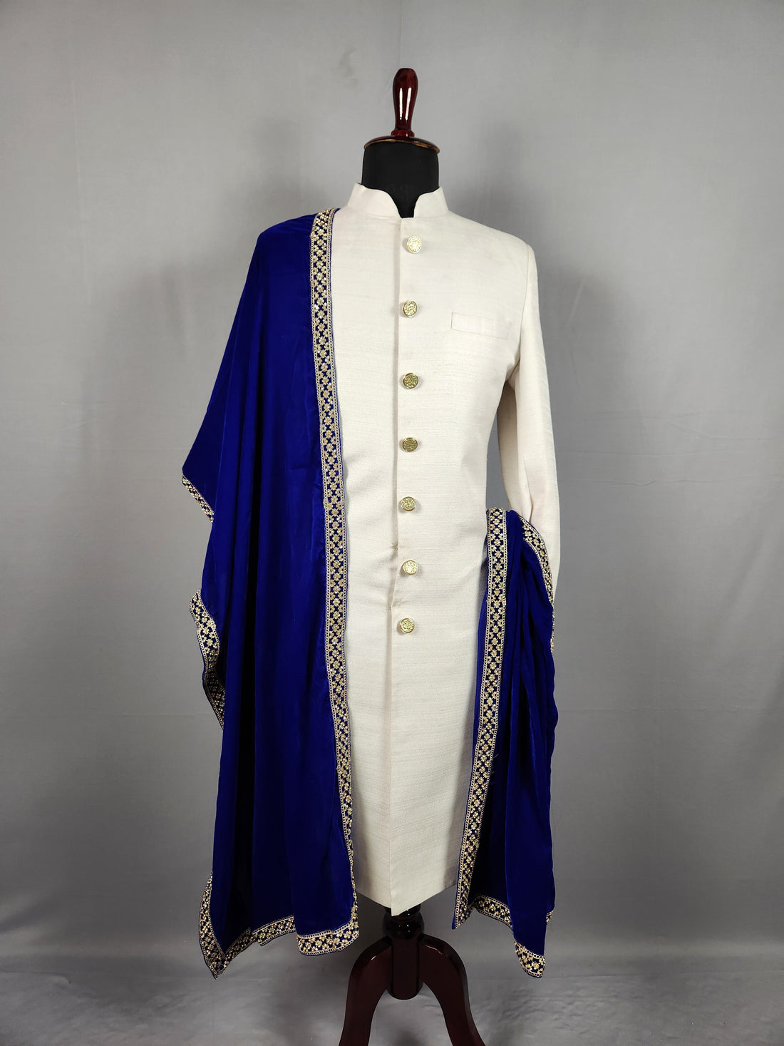 Blue Groom Stole WITH Zarkan Border Work