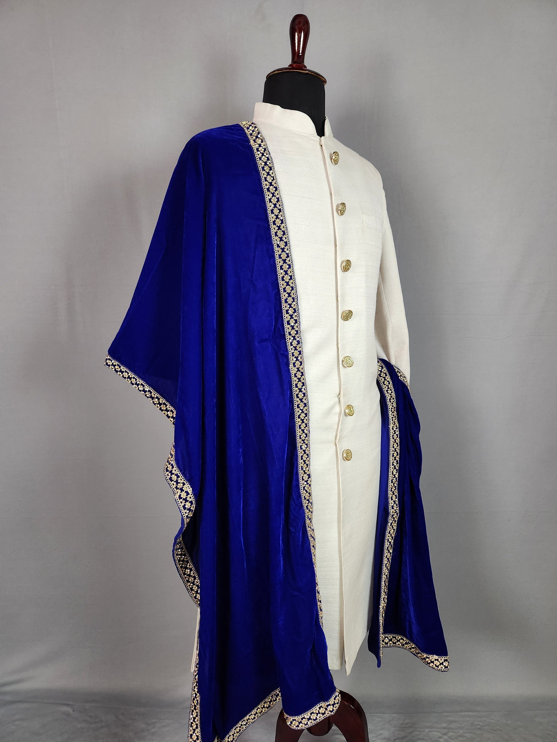 Blue Groom Stole WITH Zarkan Border Work
