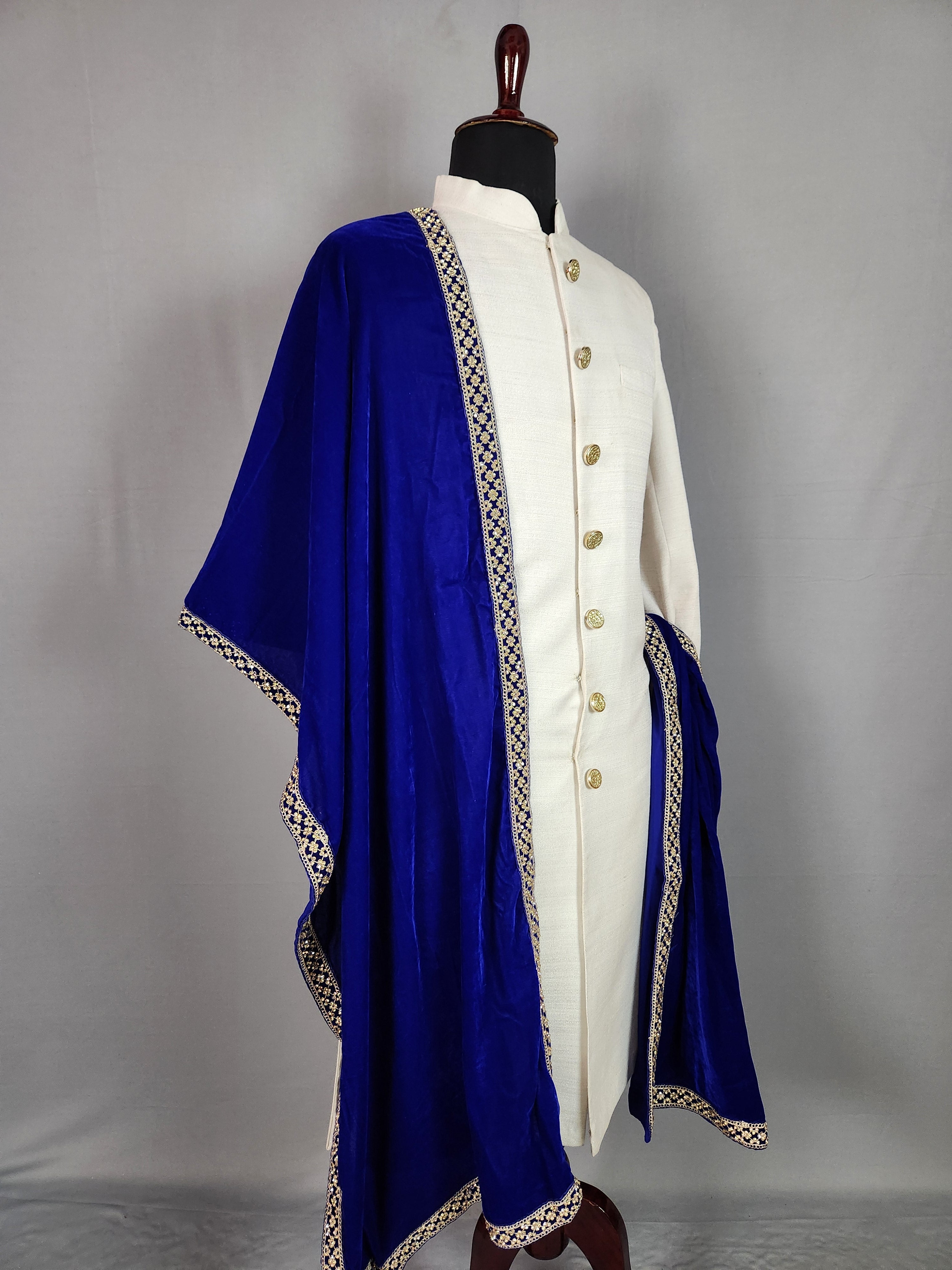 Blue Groom Stole WITH Zarkan Border Work