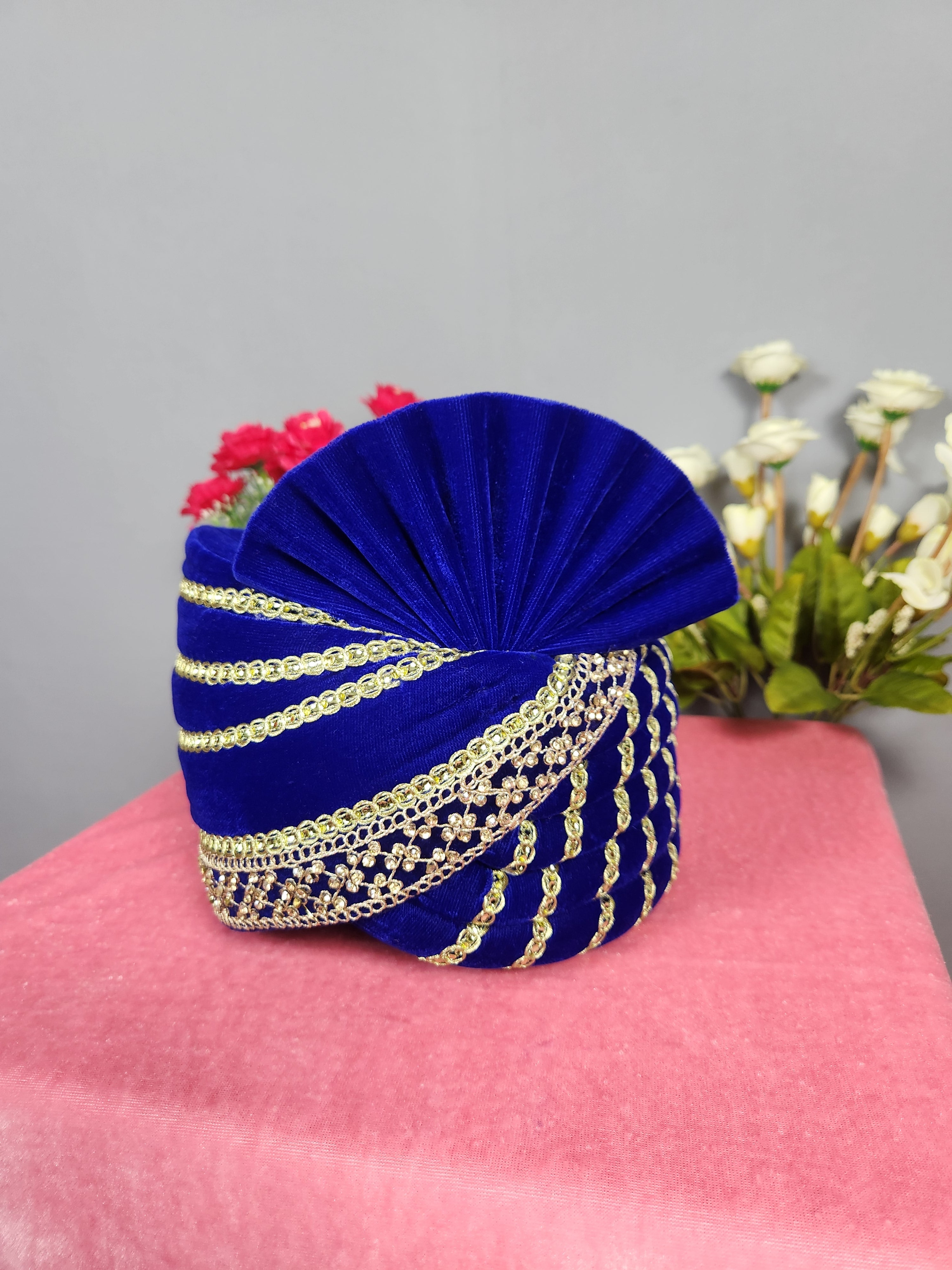 Blue Groom Turban Shawl Set