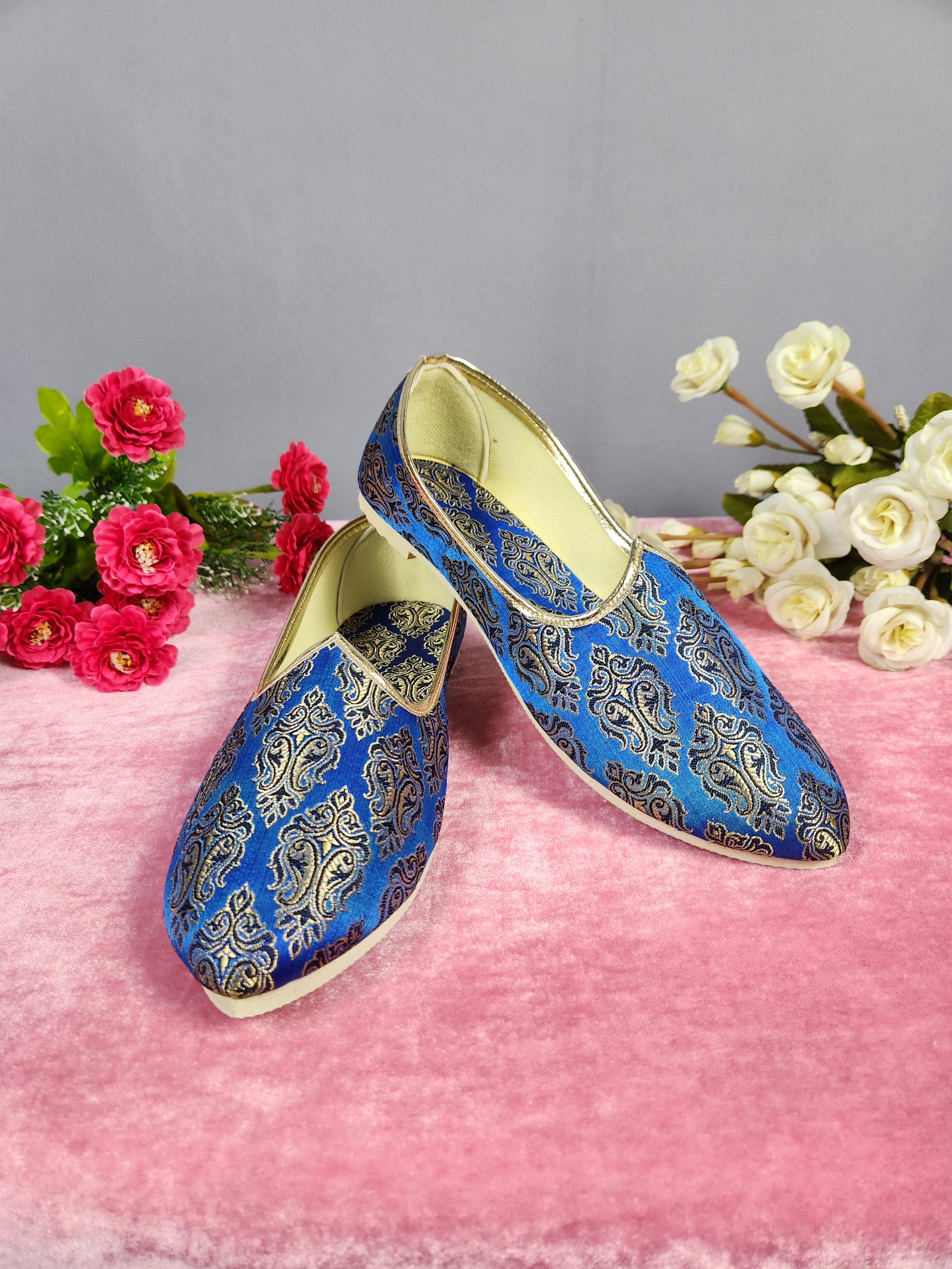 Blue Ethnic Shoes for Men – Designer Indian Jutti & Mojari for Wedding