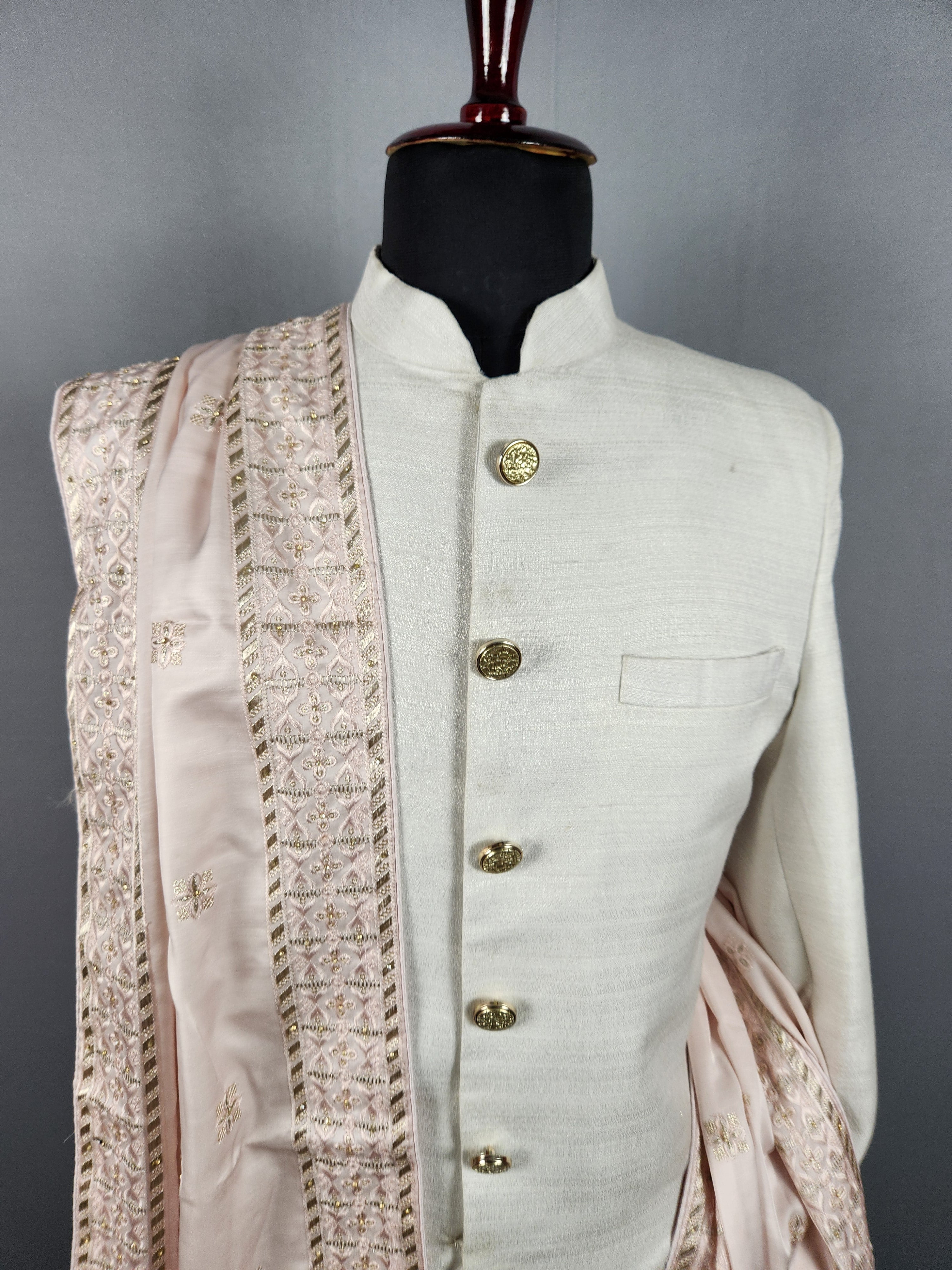 Blush Pink Groom Shawl - A Zari Work Pink Stole