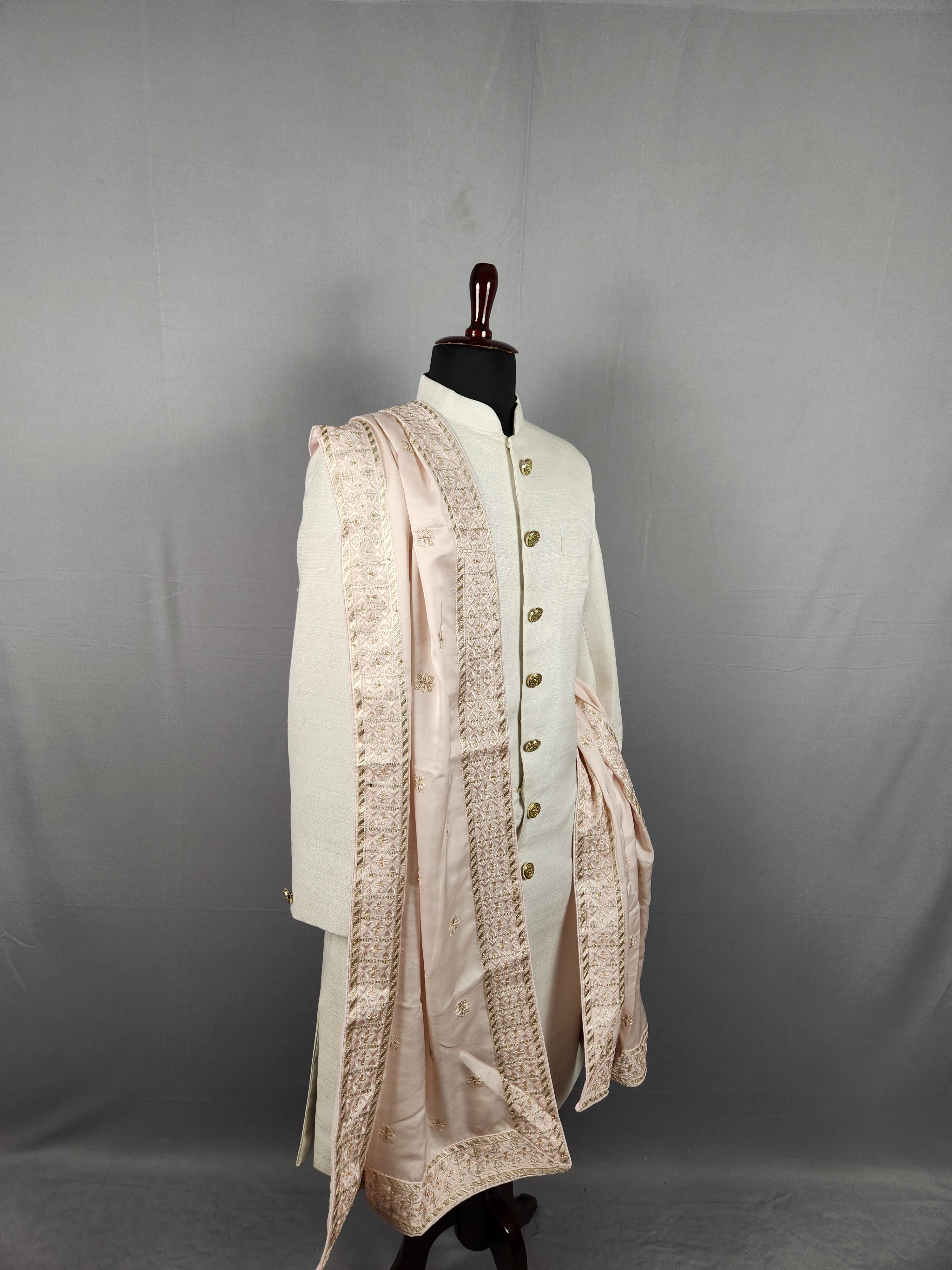 Blush Pink Groom Shawl - A Zari Work Pink Stole