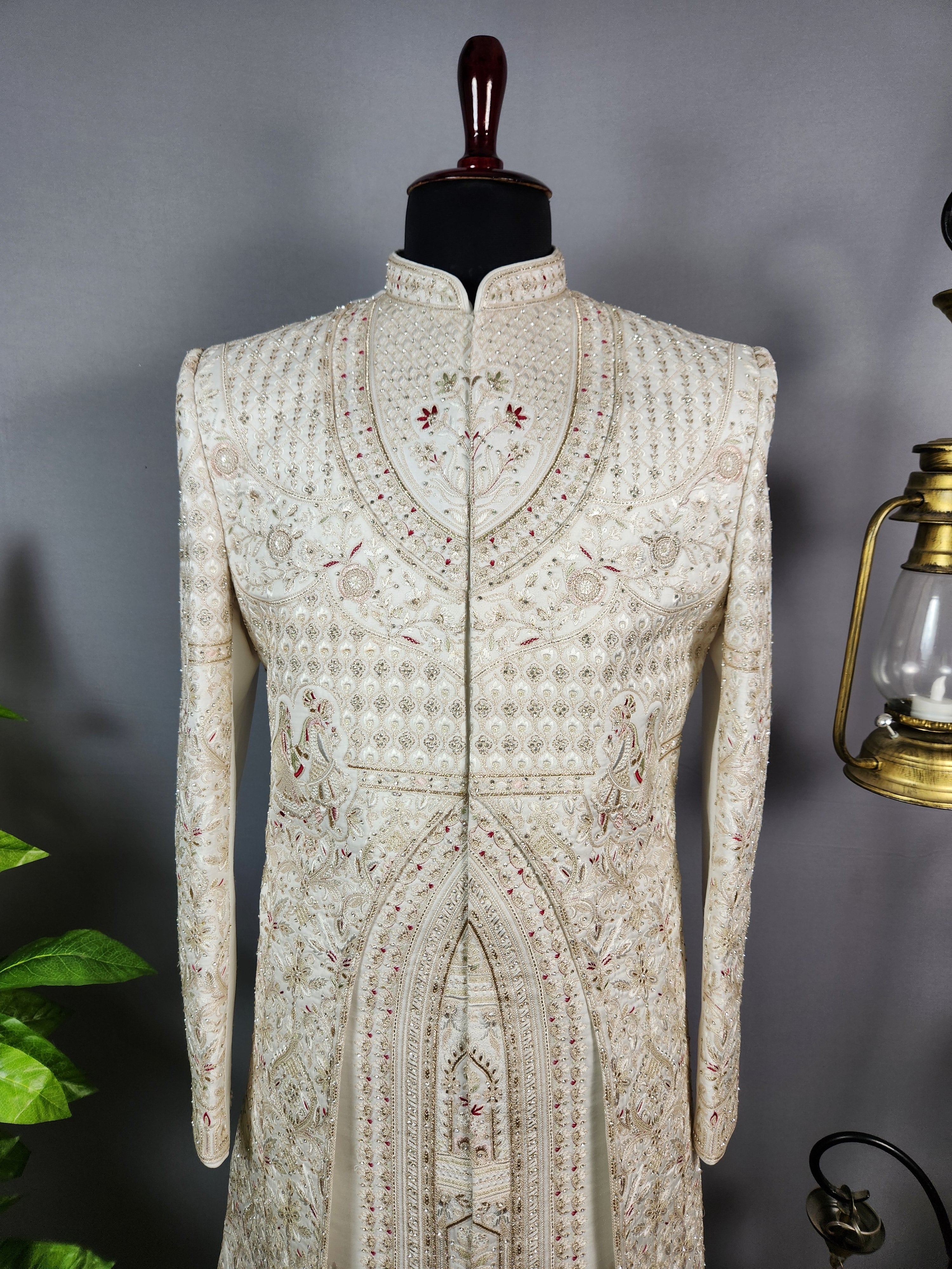 White Sherwani for Groom Bride & Groom Design -   Indian Wedding Outfit for Men