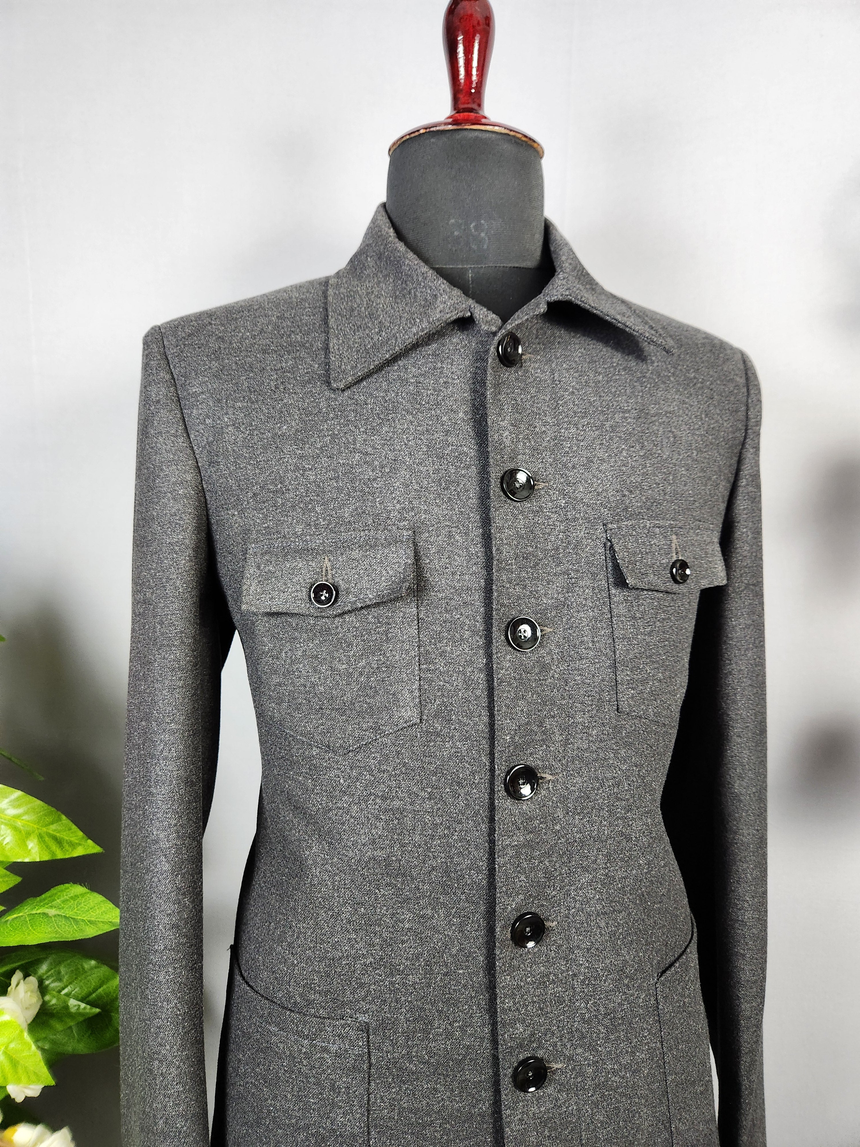 Charcoal Gray Jodhpuri Suit for Men  -   Indian Wedding Outfit for Men