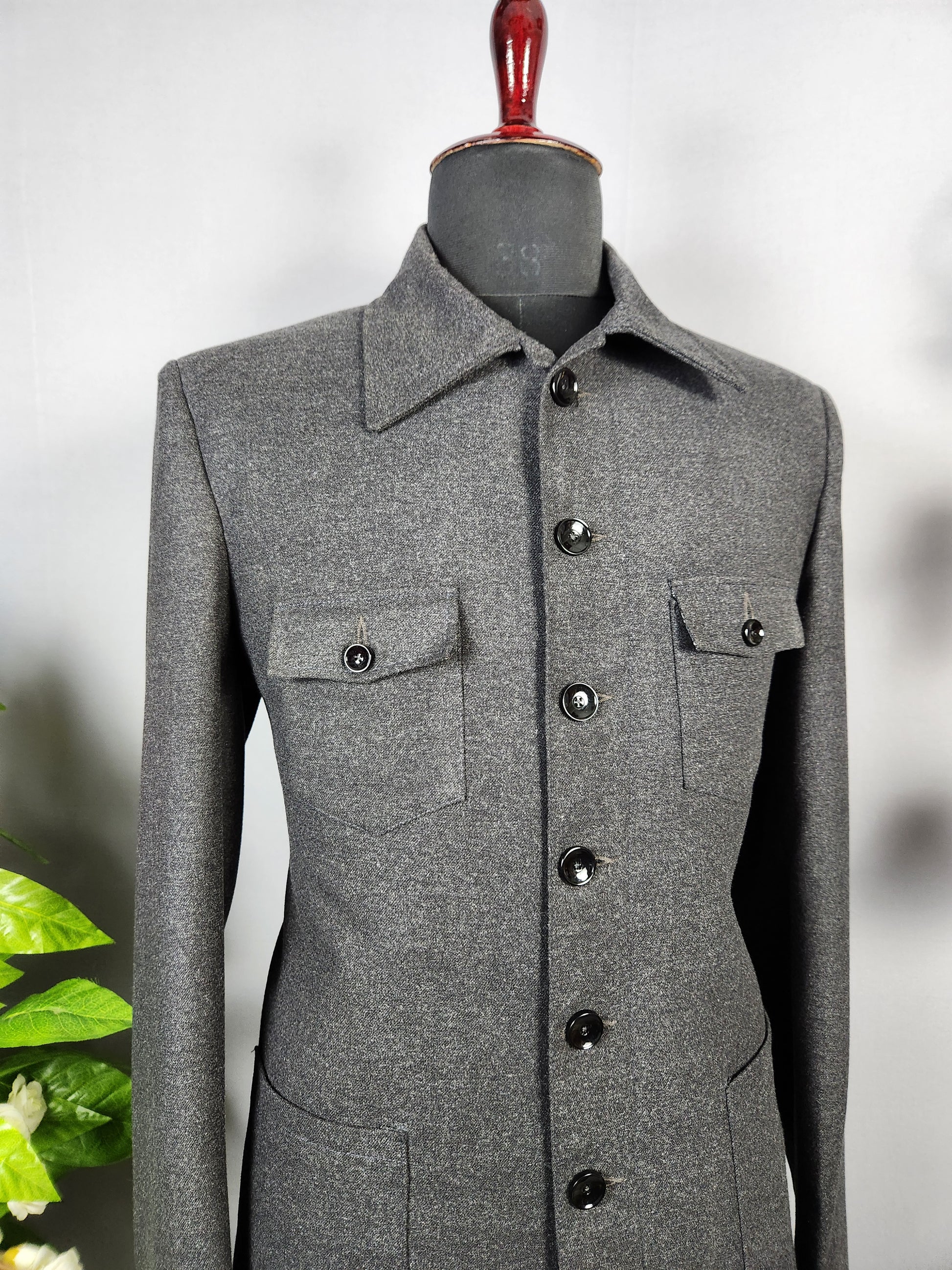 Charcoal Gray Jodhpuri Suit for Men  -   Indian Wedding Outfit for Men