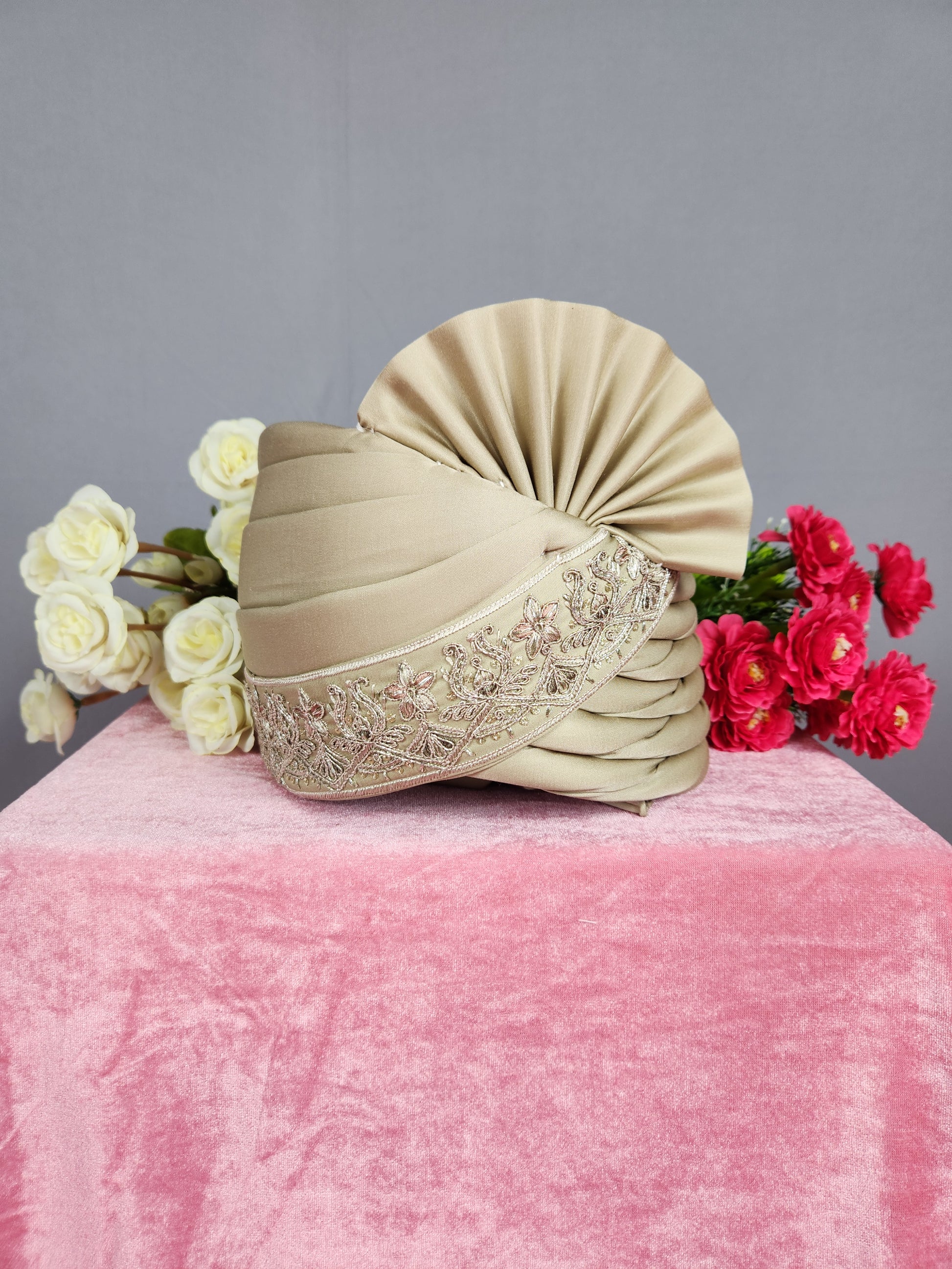 Copper Golden Groom Turban Shawl Dupatta Safa Set