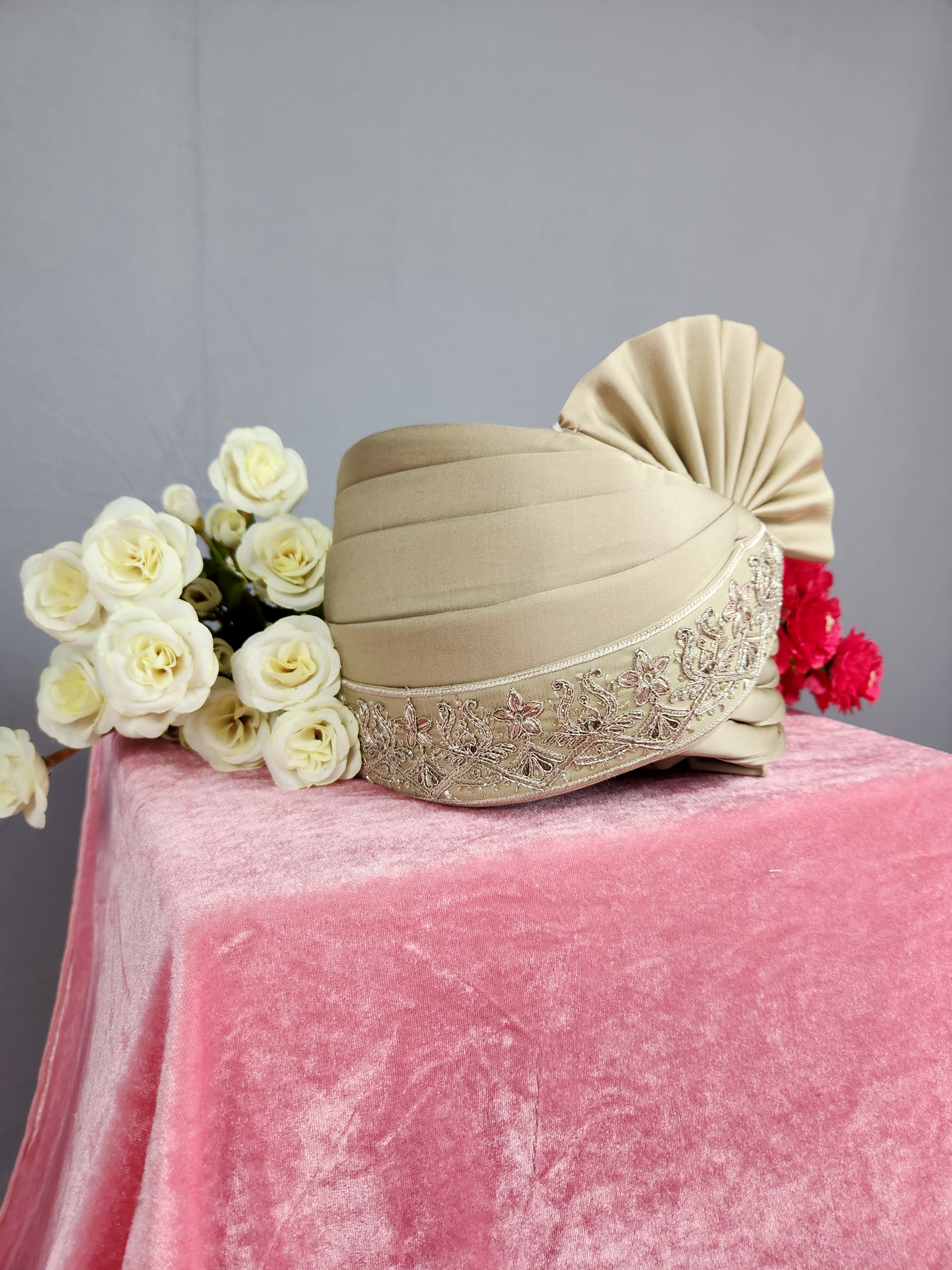 Copper Golden Groom Turban With Zari Embroidery| Indian Wedding Safa